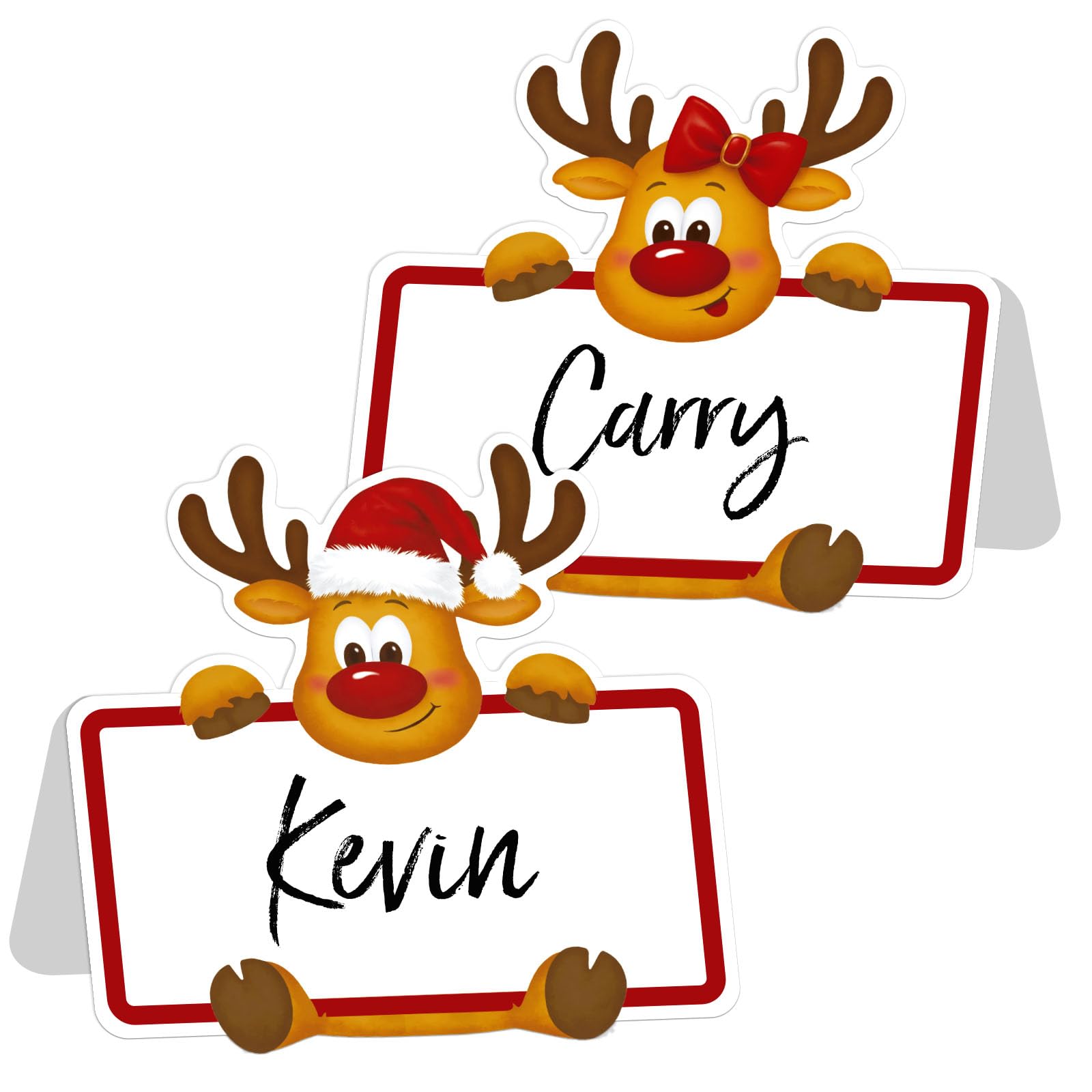 50pcs Reindeer Christmas Place Cards for Table Setting Pre-Scored