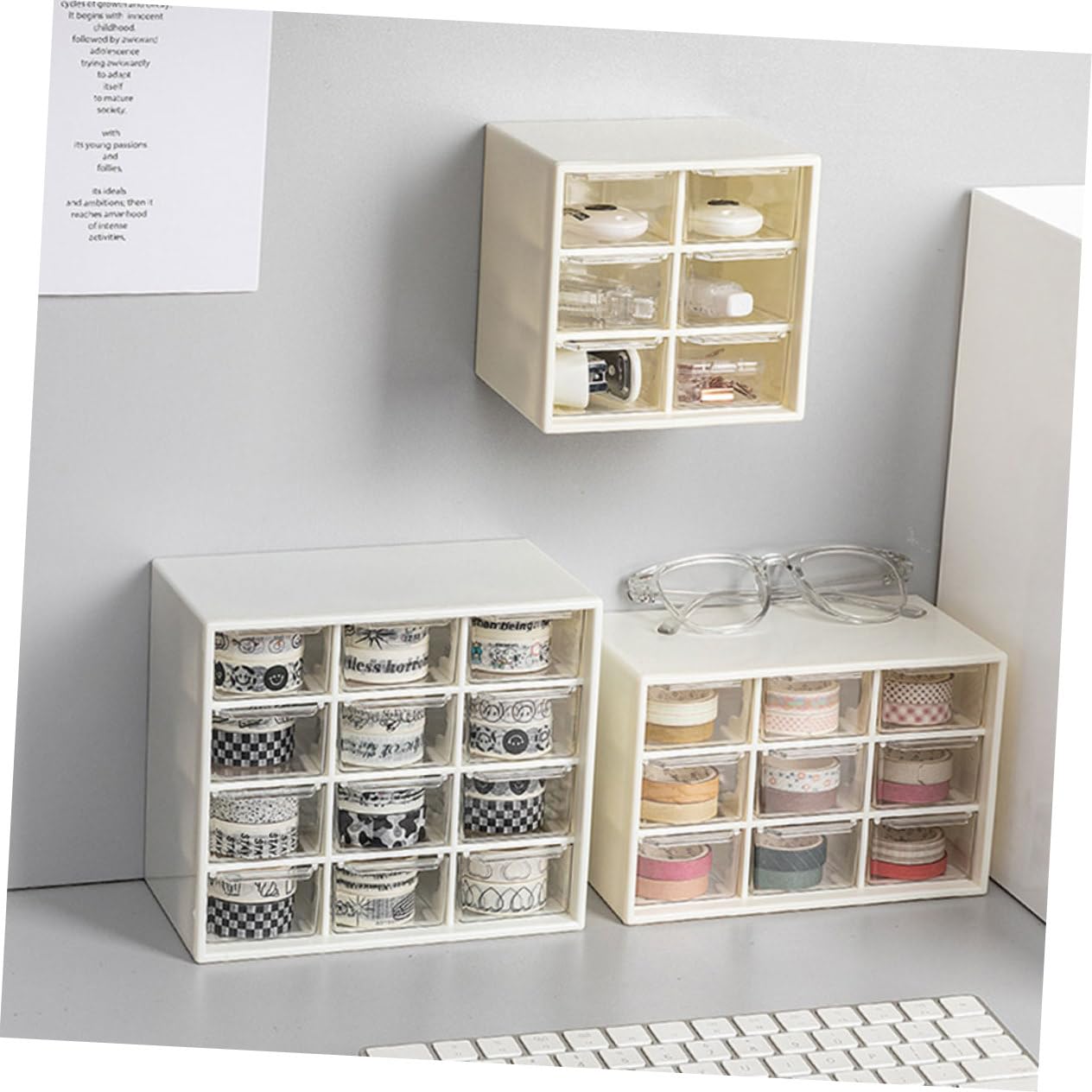 HOMSFOU Organizer per Scrivania Contenitore Portaoggetti in Plastica Organizer per Cosmetici e Cancelleria