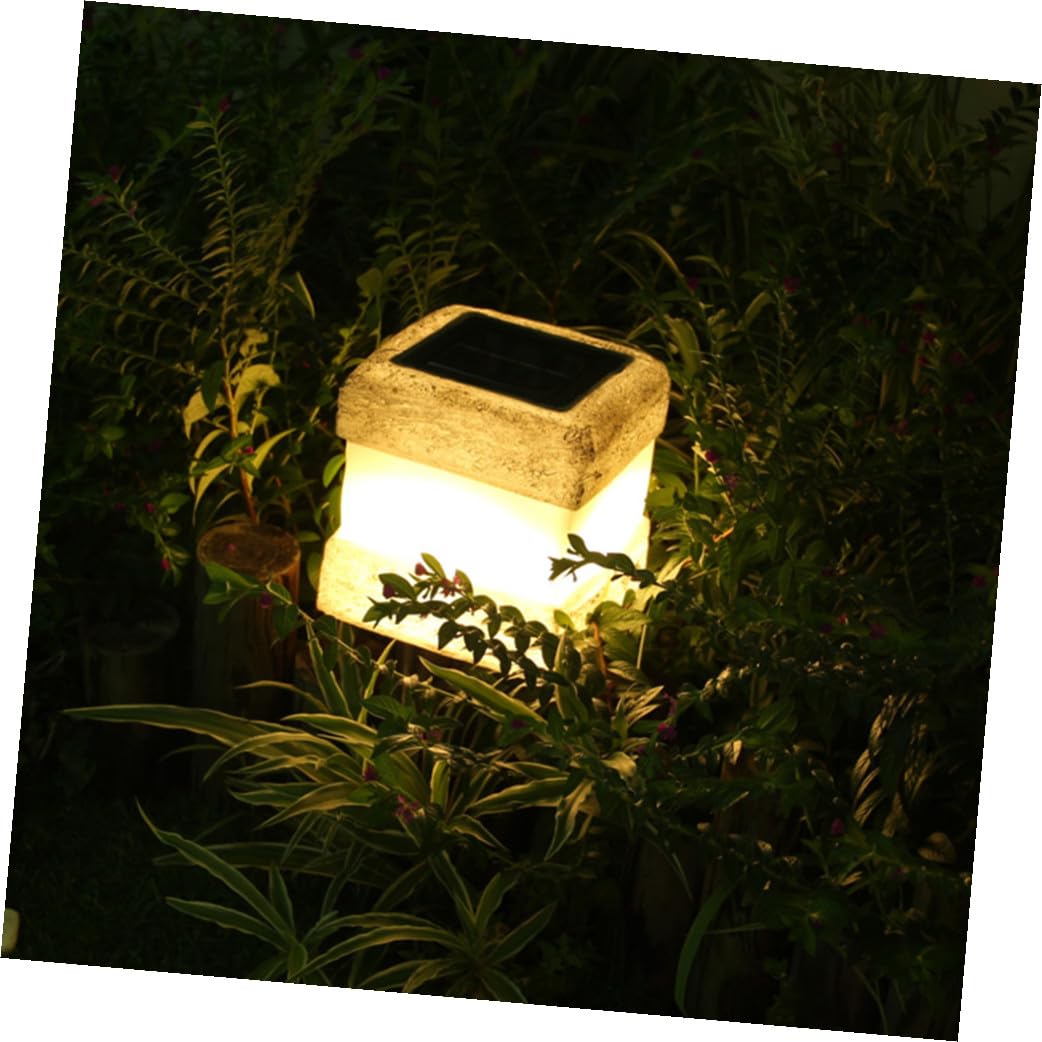Lampada Solare a Pietra Bianca in Plastica per Giardino Esterno