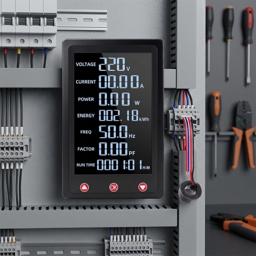 Medidor de Consumo Eléctrico 100A LCD con Alarma(C)