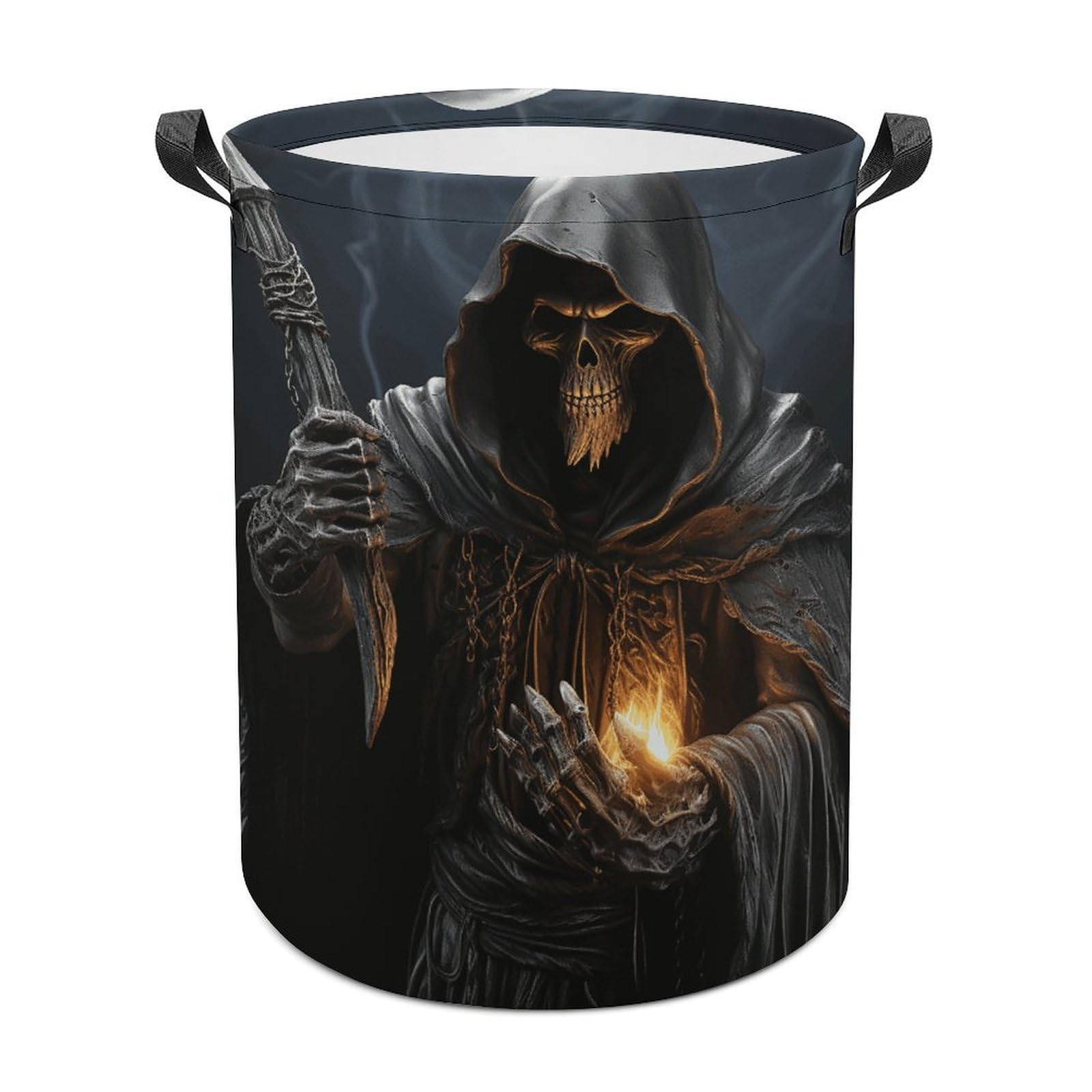 Grim-Reaper Laundry Basket Large Foldable Laundry Hamper Waterproof Clothes Hamper with Handles Durable Dirty Clothes Storage Bucket for Bedroom Bathroom Laundry Room