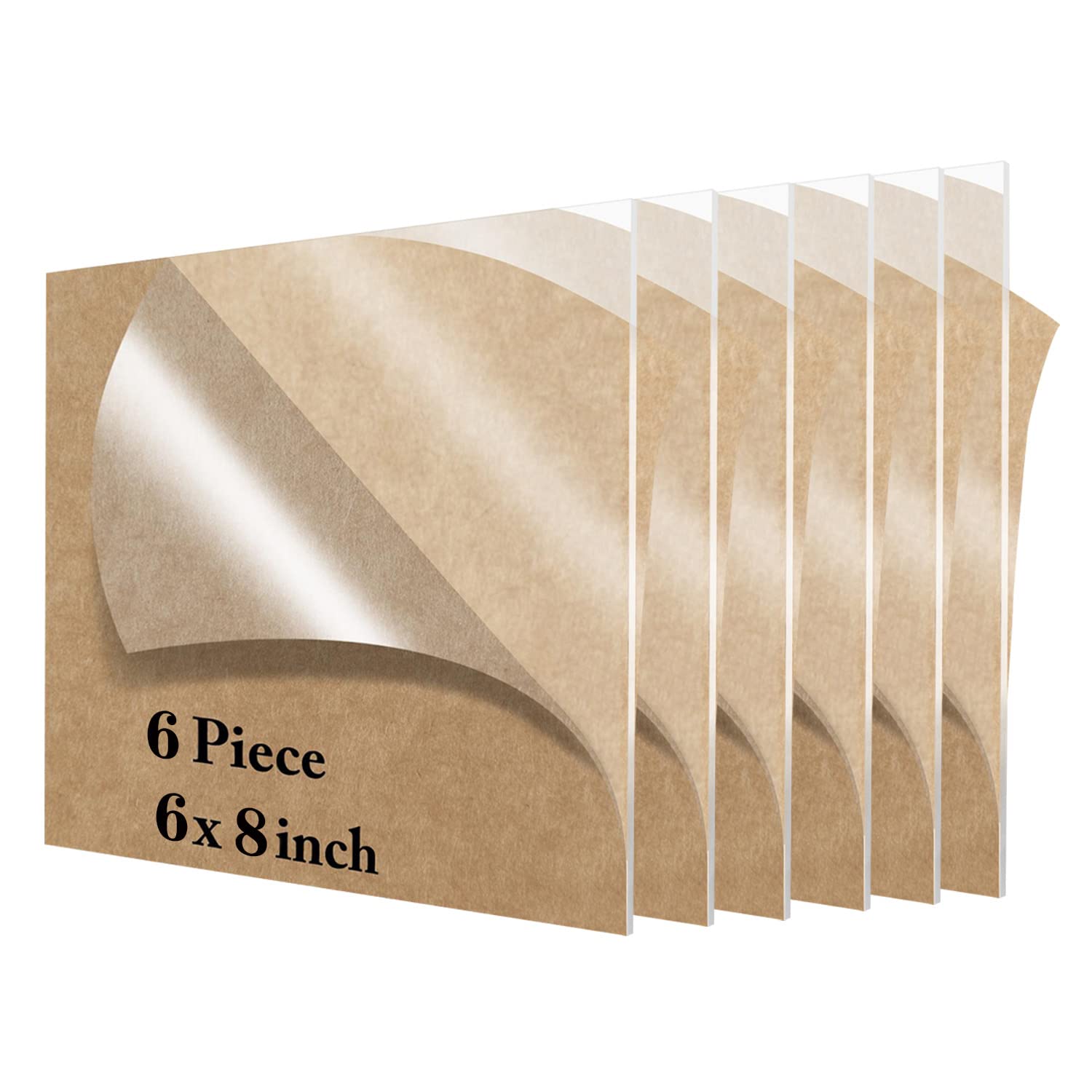 Lesnlok 6 Pieces 6 x 8 Acrylic Sheet1/8 Thick 3mm Plexiglass Sheet,for Sign,Craft,Photo Frame, DIY Display Projects (6, 6 x 8 x 1/8)
