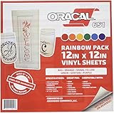 Oracal 651 Rainbow Pack - Adhesive Craft Vinyl for Cricut, Silhouette, Cameo, Craft Cutters, Printers, and Decals - Gloss Finish - Outdoor and Permanent