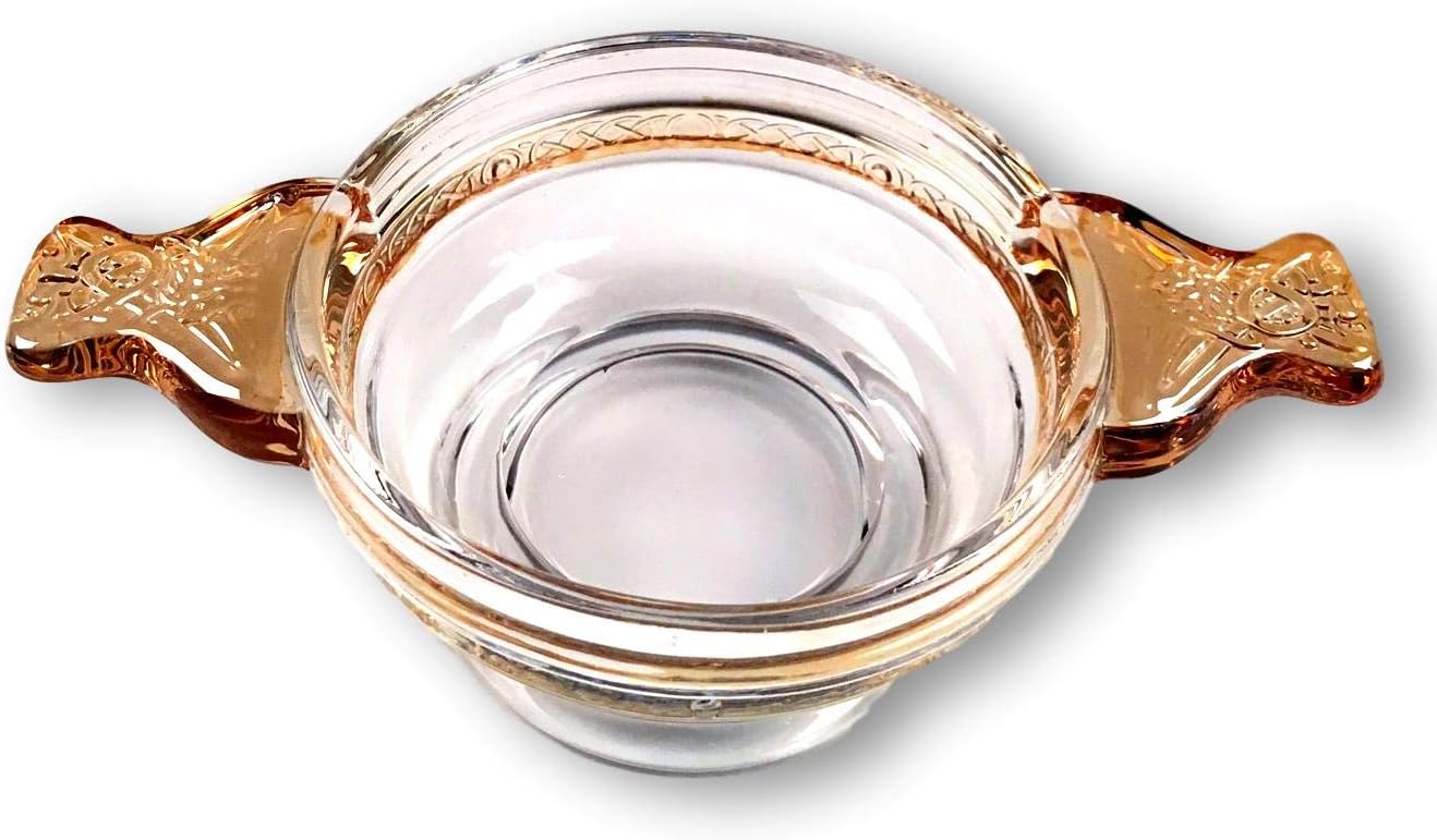 Glass Quaich Whisky Drinking Cup, Scottish Whisky Tasting Bowl