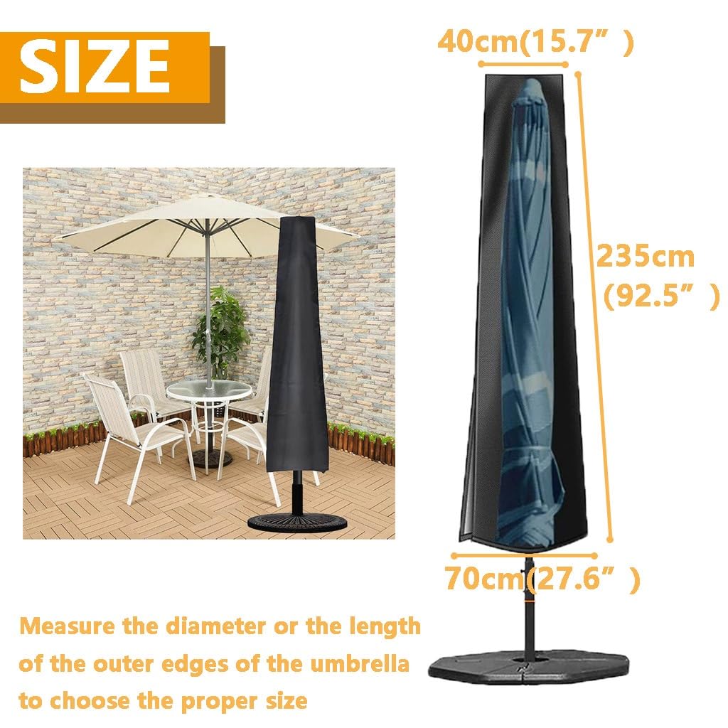 Copertura Ombrellone Amsamotion Oxford 210D - Impermeabile UV Resistente 280cm Nero