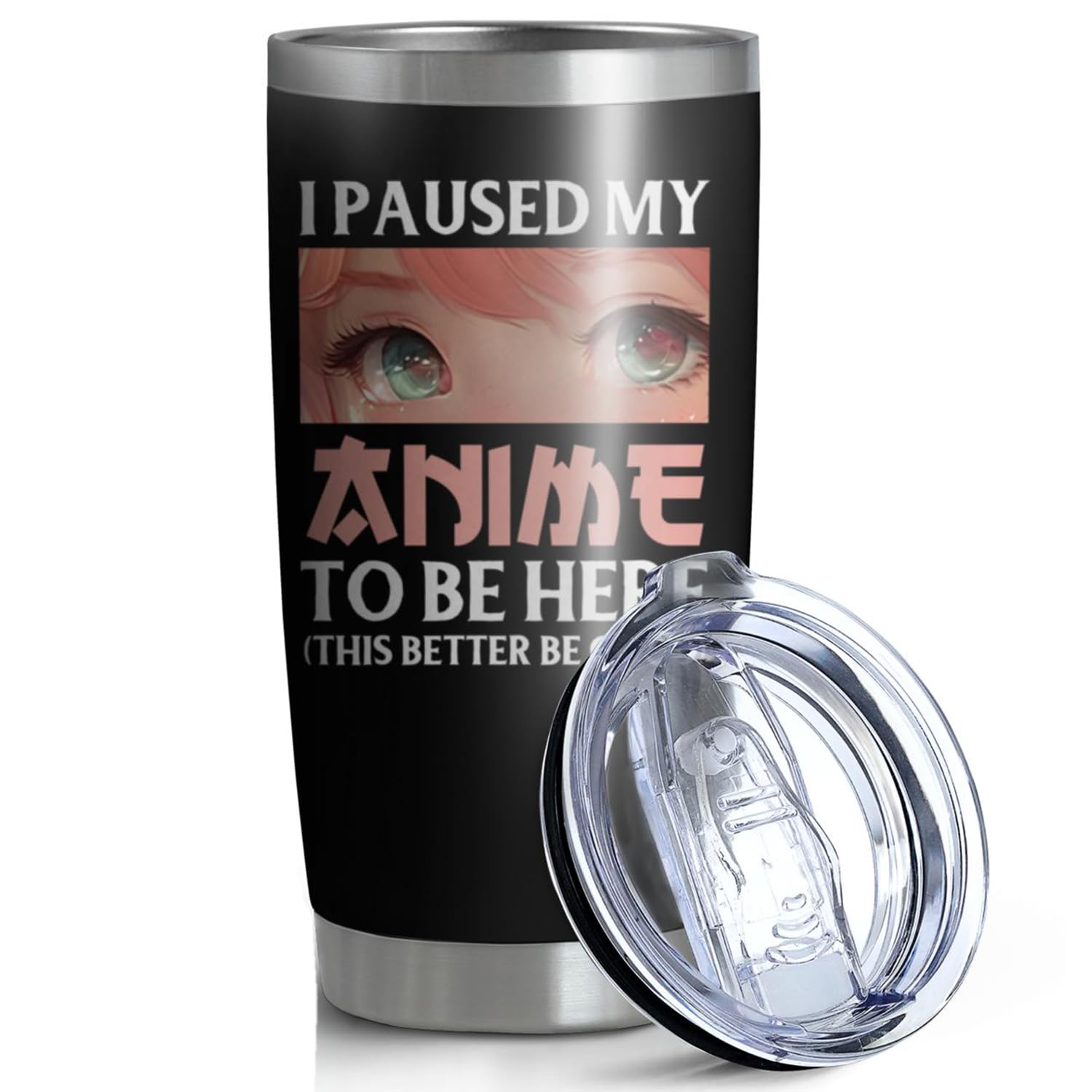 Anime Gifts For Anime Lovers - 20oz Anime Tumbler Double Wall Vacuum Insulated Stainless Steel Coffee Cups (Black, Style 2)