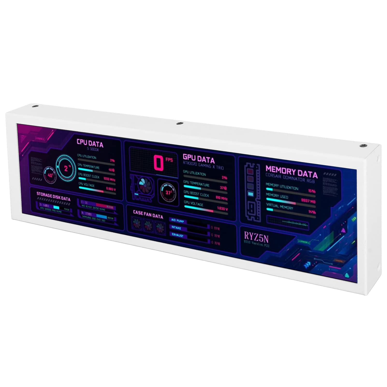 Dpofirs 8.8 Inch AIDA64 CPU GPU SSD Data Temperature Monitor, External Expansion Display CPU Hardware Temp Monitor, IPS USB Mini Screen Display for Raspberry Pi Linux Windows (White)