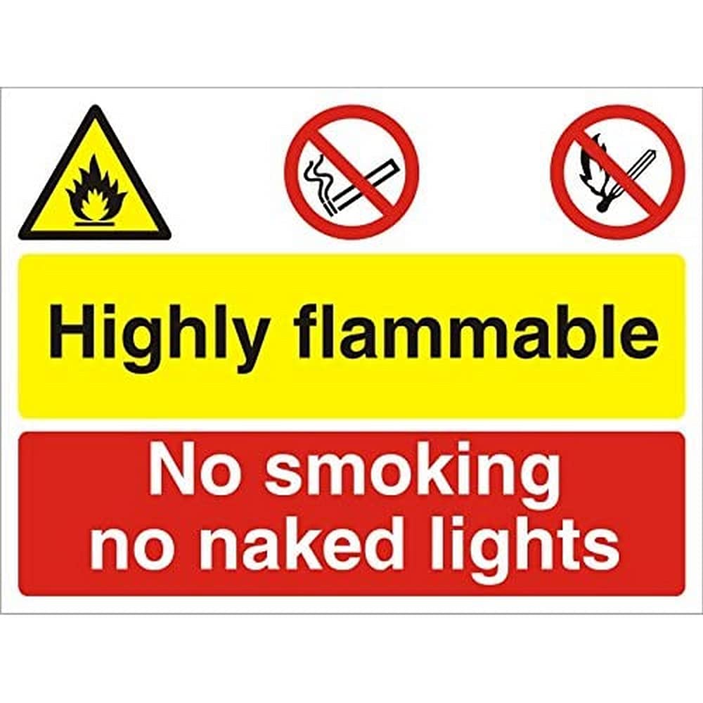 Seco Highly Flammable, No Smoking No Naked Lights Sign, 400mm x 300mm - 4mm Fluted Board