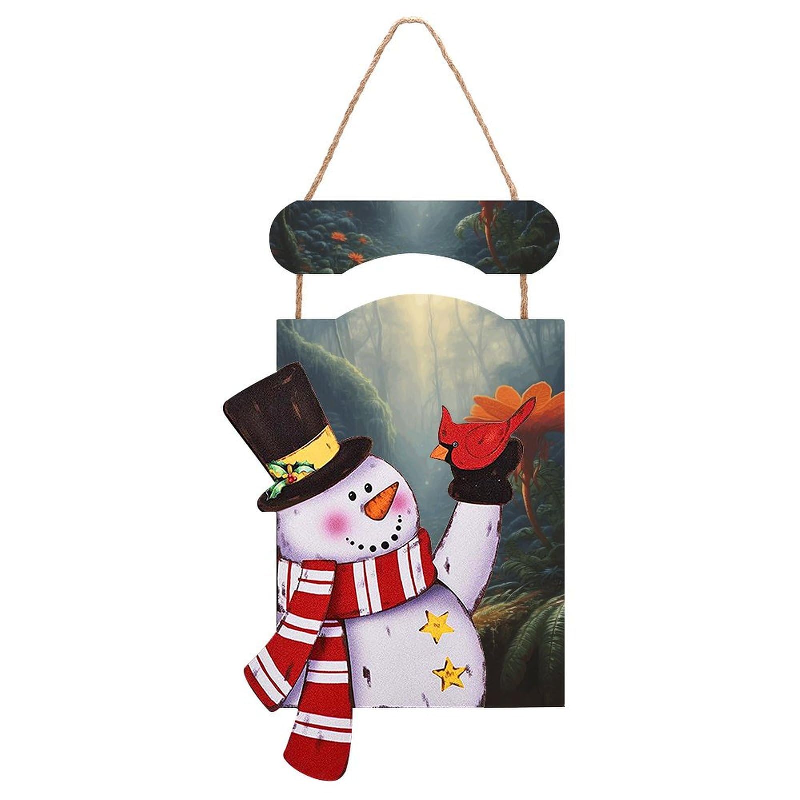 Bonhomme de neige en bois pour porte d'entrée et déco de Noël chaleureuse
