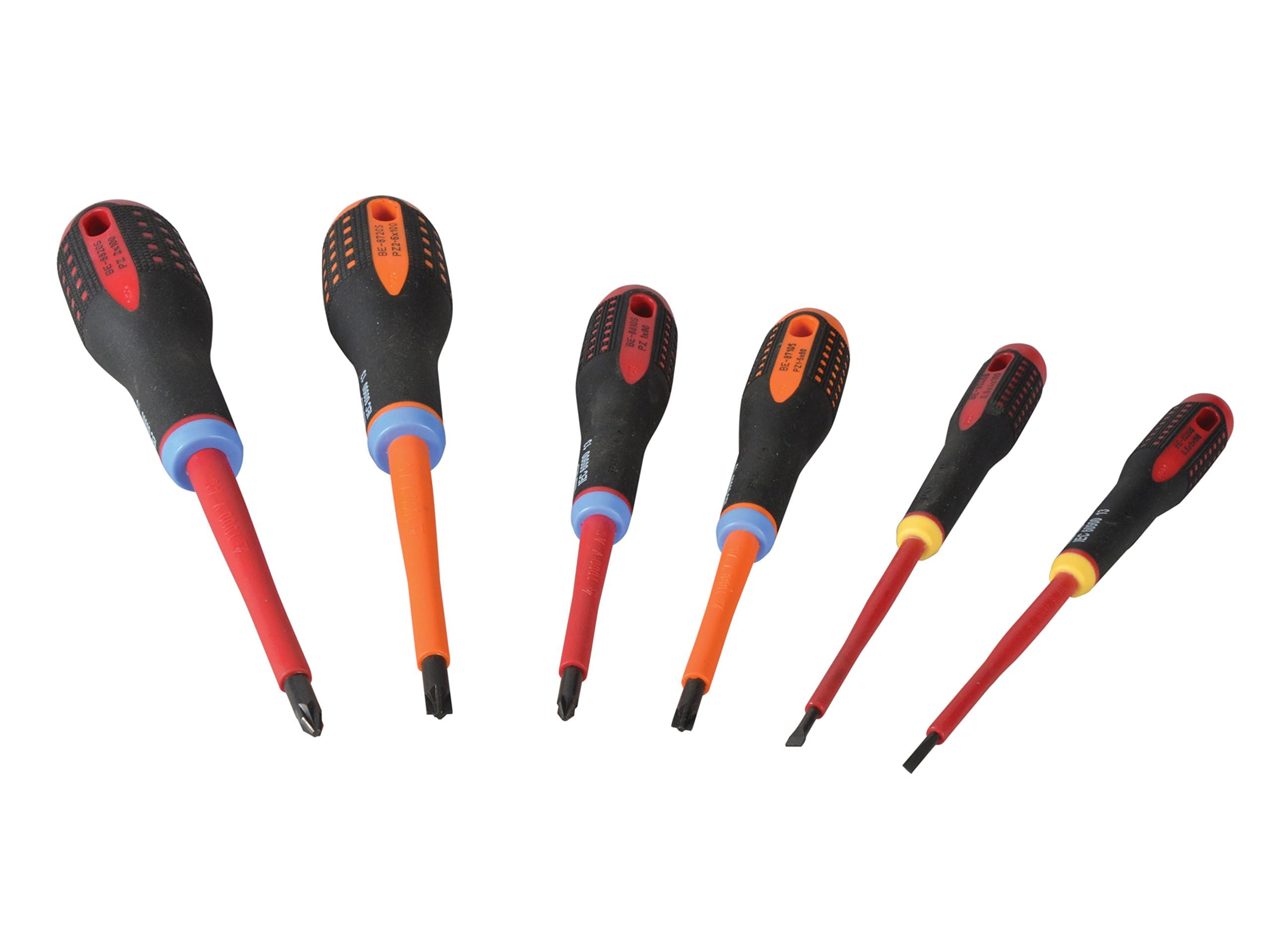 Bahco BE-9884S ERGO Mixed Insulated Screwdriver (Pack of 6),!Gray