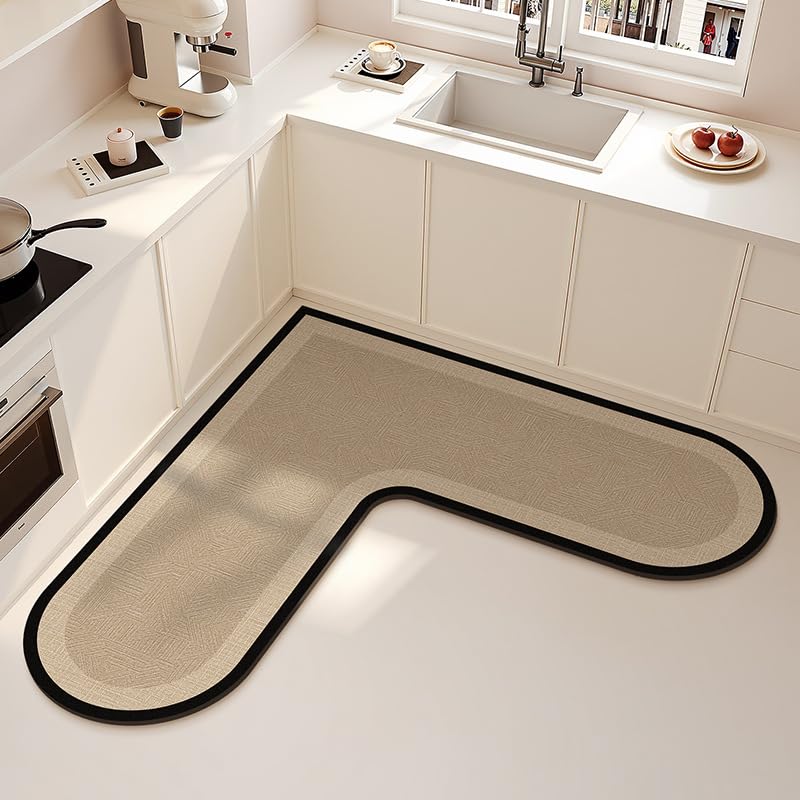 Alfombra anticansancio para cocina absorbente y lavable en L