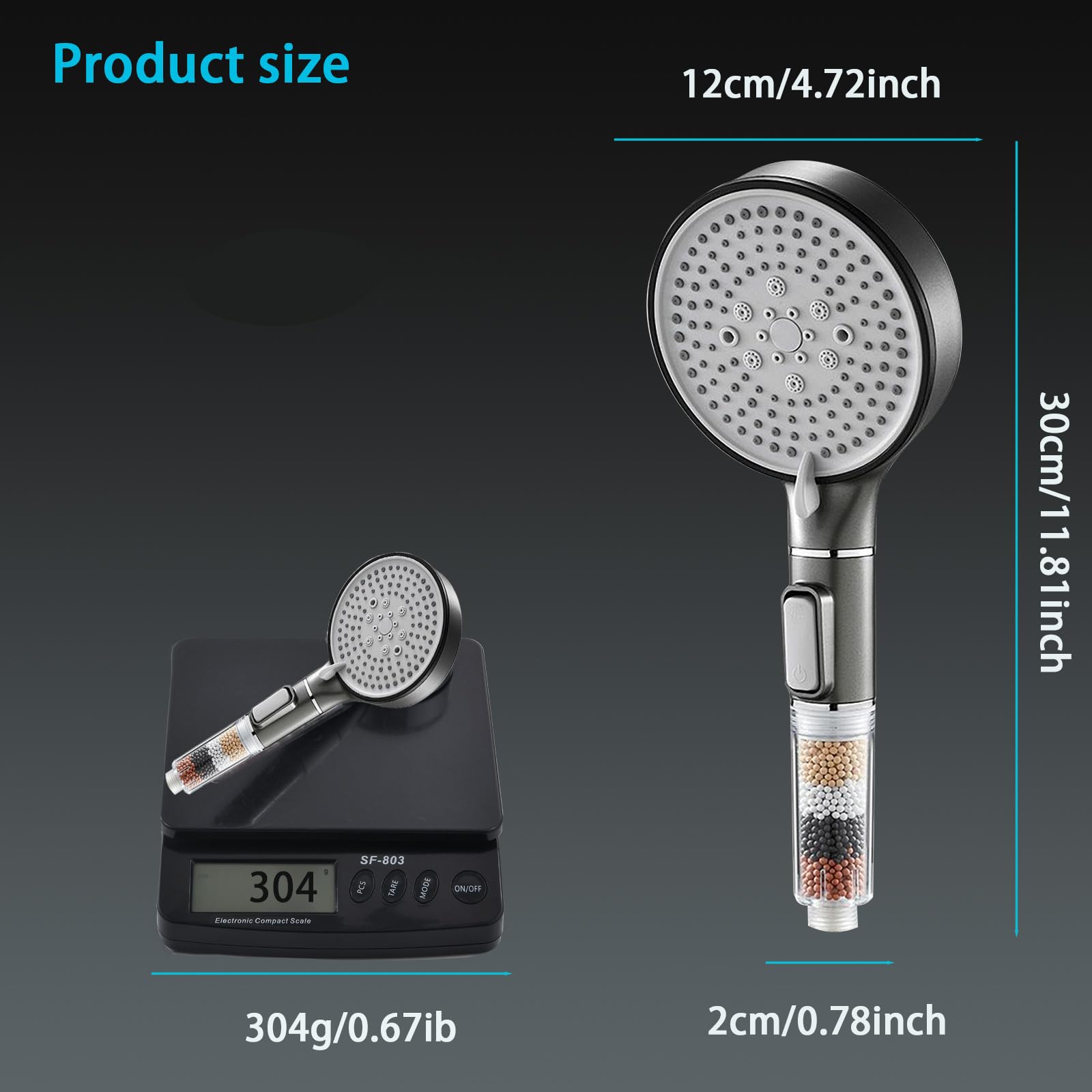 Soffione doccia con filtro, 3 tipi di getto, soffione doccia con funzione di arresto, soffione doccia ad alta pressione | Leroy Merlin