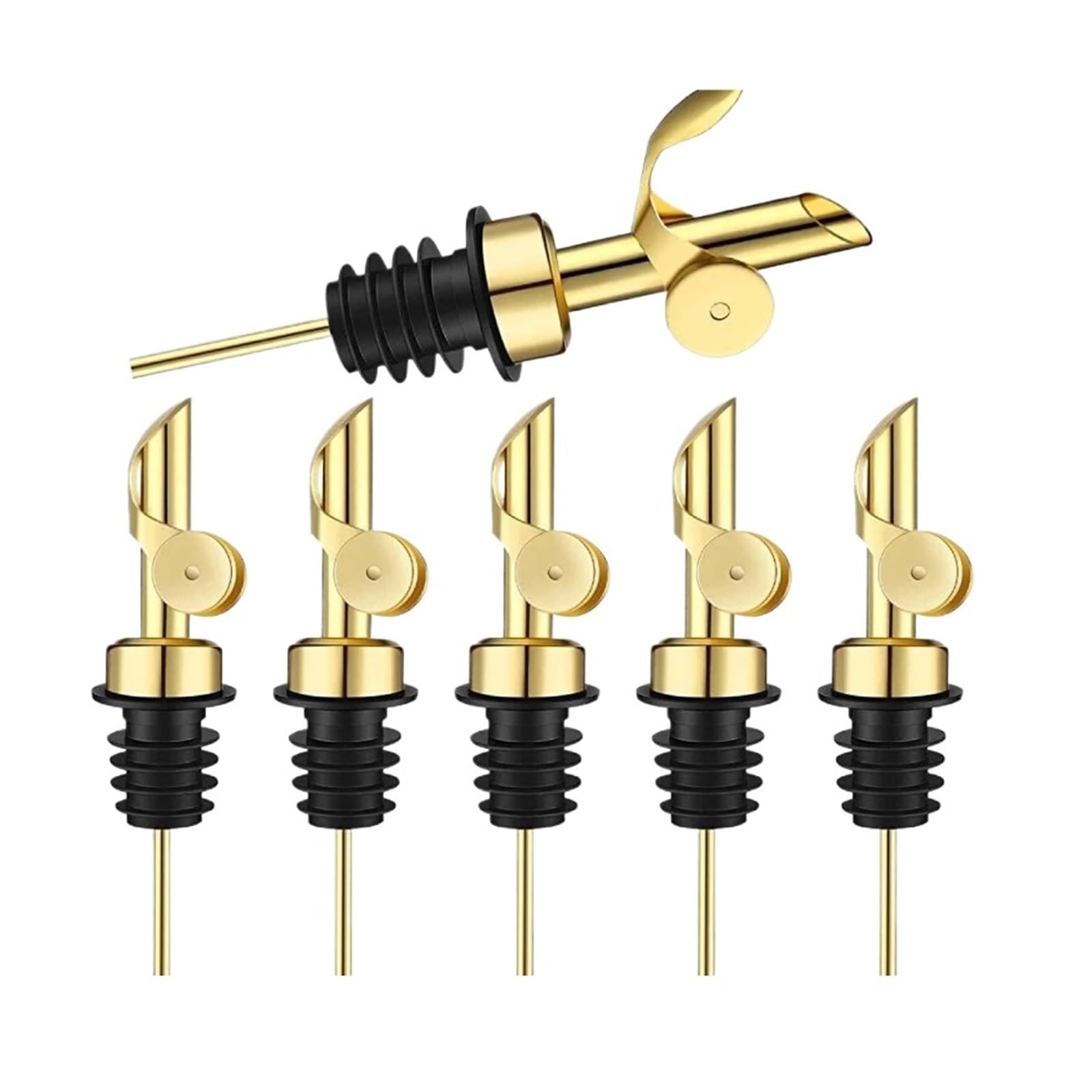 Generico Tappo di Apertura Automatica for ugello for versare Il Vino in Acciaio Inossidabile for Bottiglie aceto Olio(Gold 6pcs)