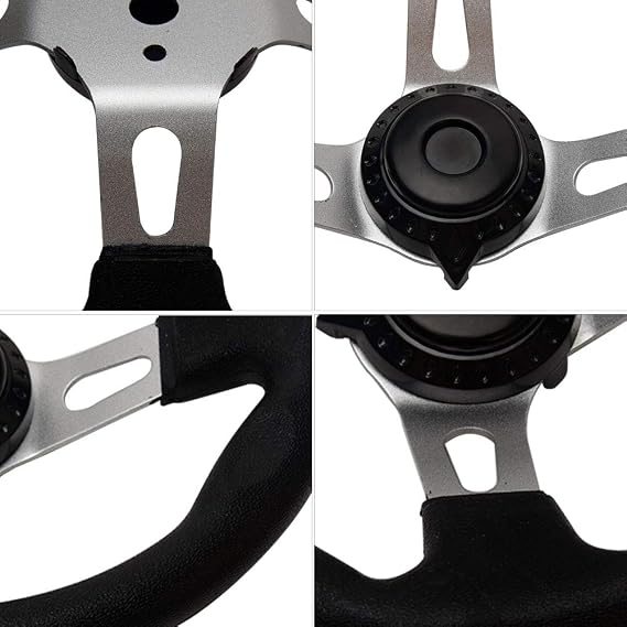 Go Kart Steering Wheel 10.5inch, 3 Spoke Universal Replacement Wheel