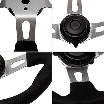 Go Kart Steering Wheel 10.5inch, 3 Spoke Universal Replacement Wheel