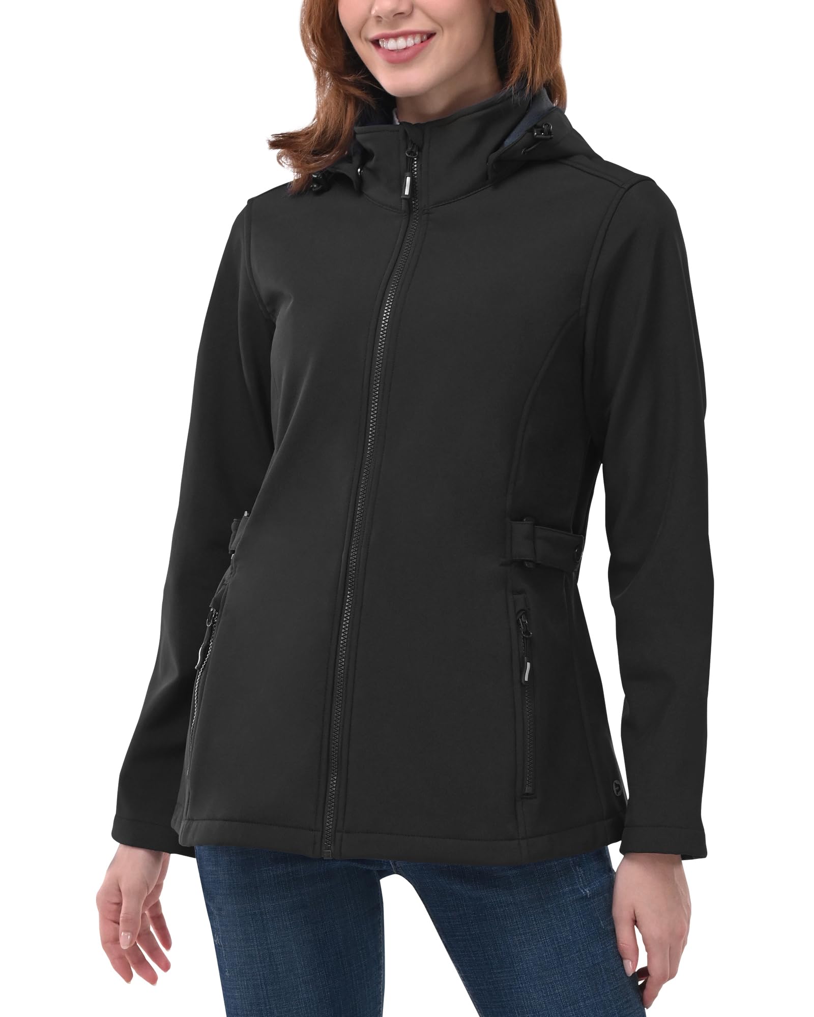 Softshell Jacket Ladies Waterproof Jacket With Detachable Fleece