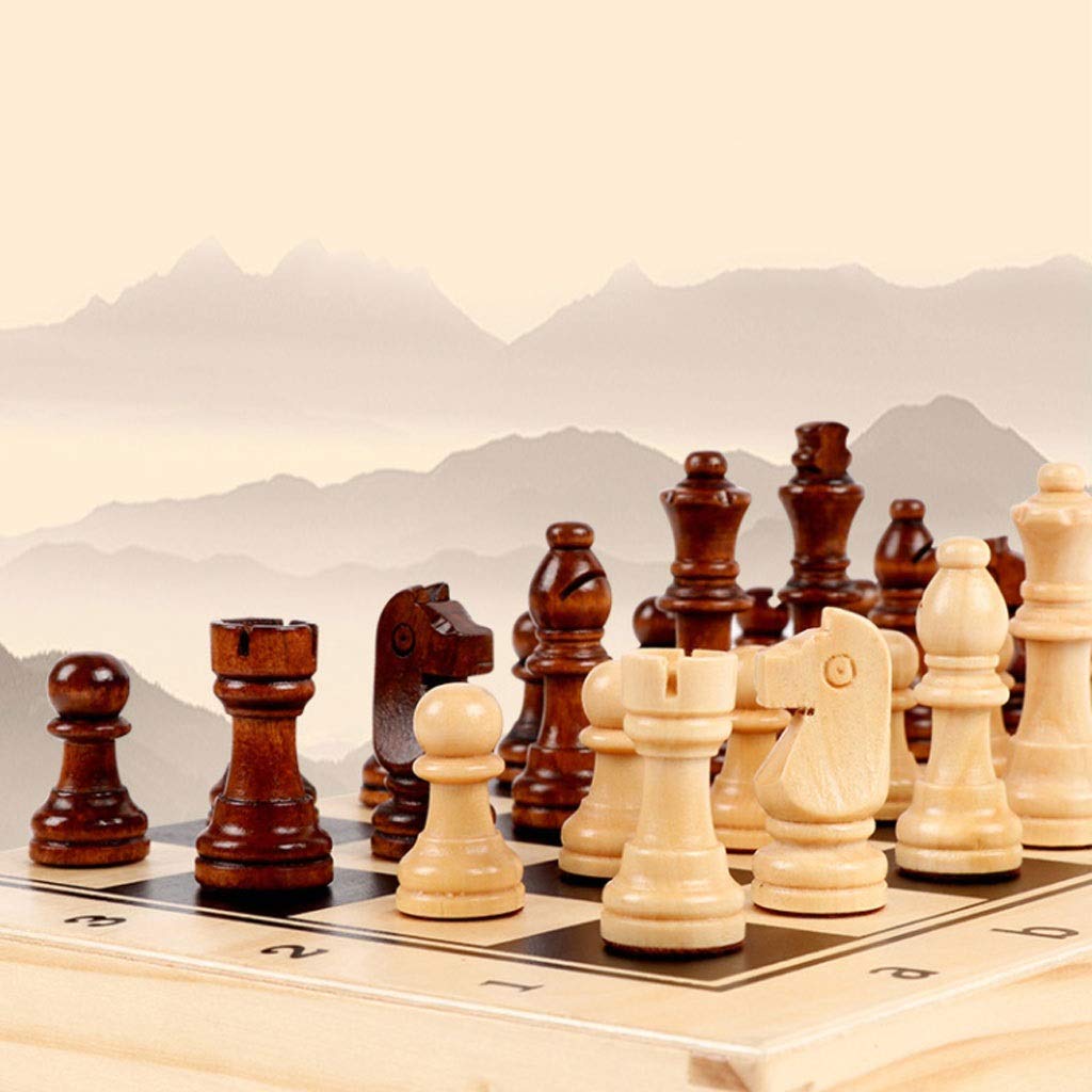 ZAW Schach Magnetischer Schach-Set-Spiel mit Innenraum-Speicher-Massivholz-Folding hochwertiger Schachbrettspiele Panel-Unterhaltung Chess (Größe : 39cm)
