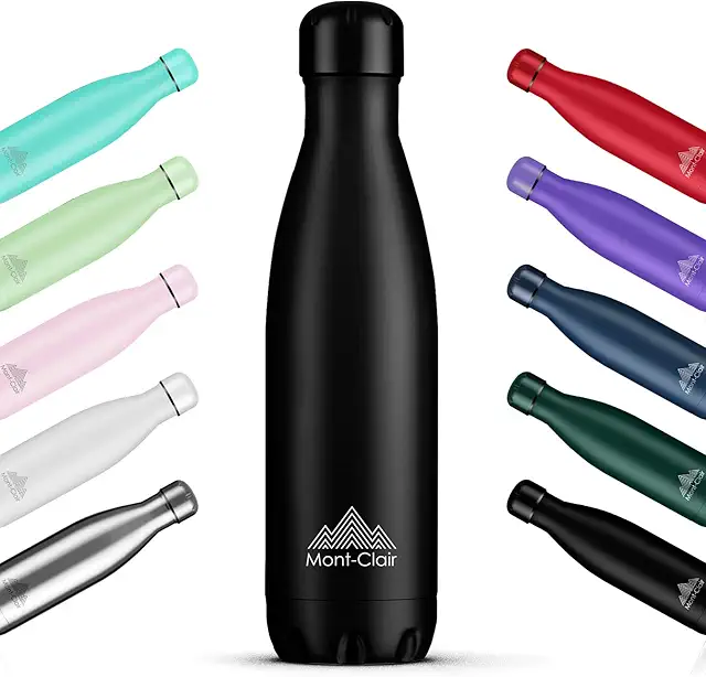 Gourde isotherme Mont-Clair 1L - Bouteille inox sans BPA, 24h froid, 12h chaud - Noir