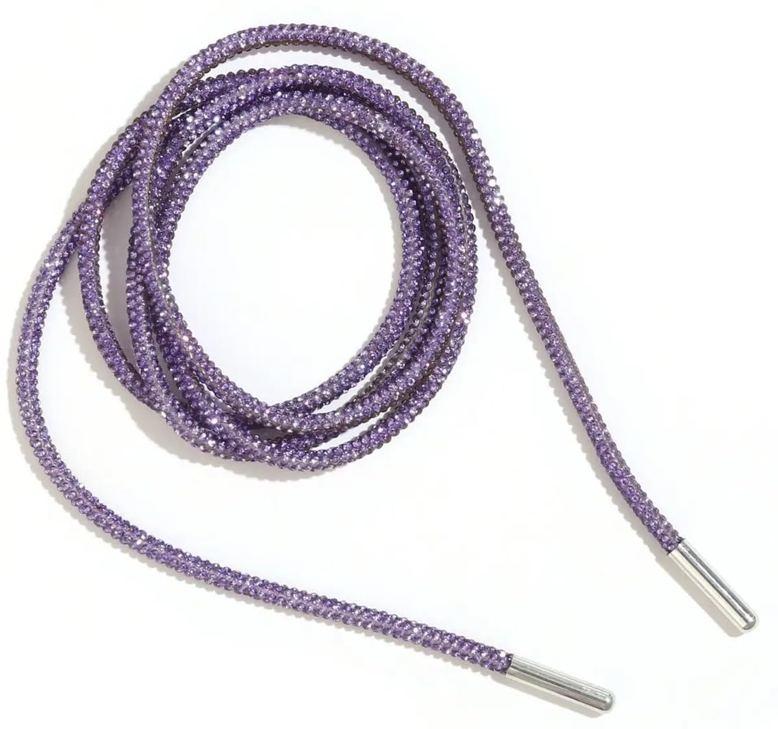 Cordones para Botas de Trabajo Cordones de diamantes de imitación Cordones de zapatos de diamantes de arco iris Zapatillas de deporte Cordones Zapatos Cordones redondos Cuerdas DIY(Purple pcs,100cm)