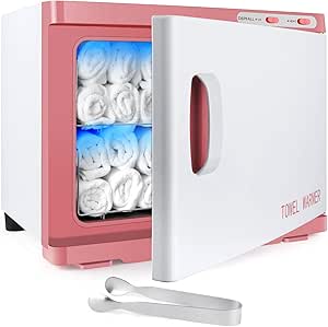 DEPFALL Hot Towel Warmer, Professional 23L Large Capacity Hot Towel Cabinet, 2-in-1 Spa Towel Warmers for Facials, Barber, Salon, Esthetician, Upgrade Fast Heating Aluminum Interior, Antique Pink