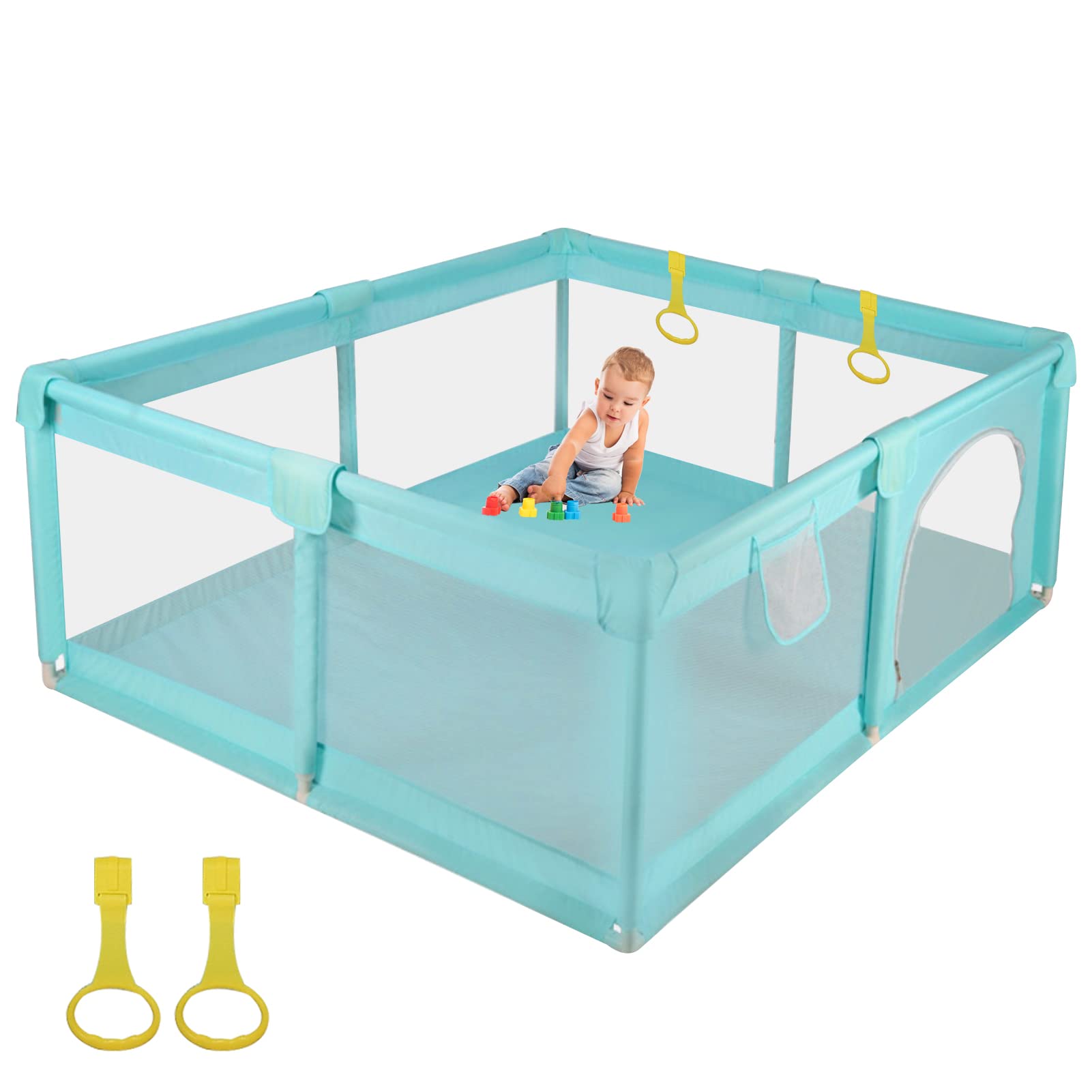 BeauentyBaby Playpen, 2M*2M Large Playpen Fance For Toddlers, Game Fence Fashion Play Fence Protection For Baby Kids Folding Fence Toys Portable Indoors Outdoors and Parks Gifts (2M*2M)