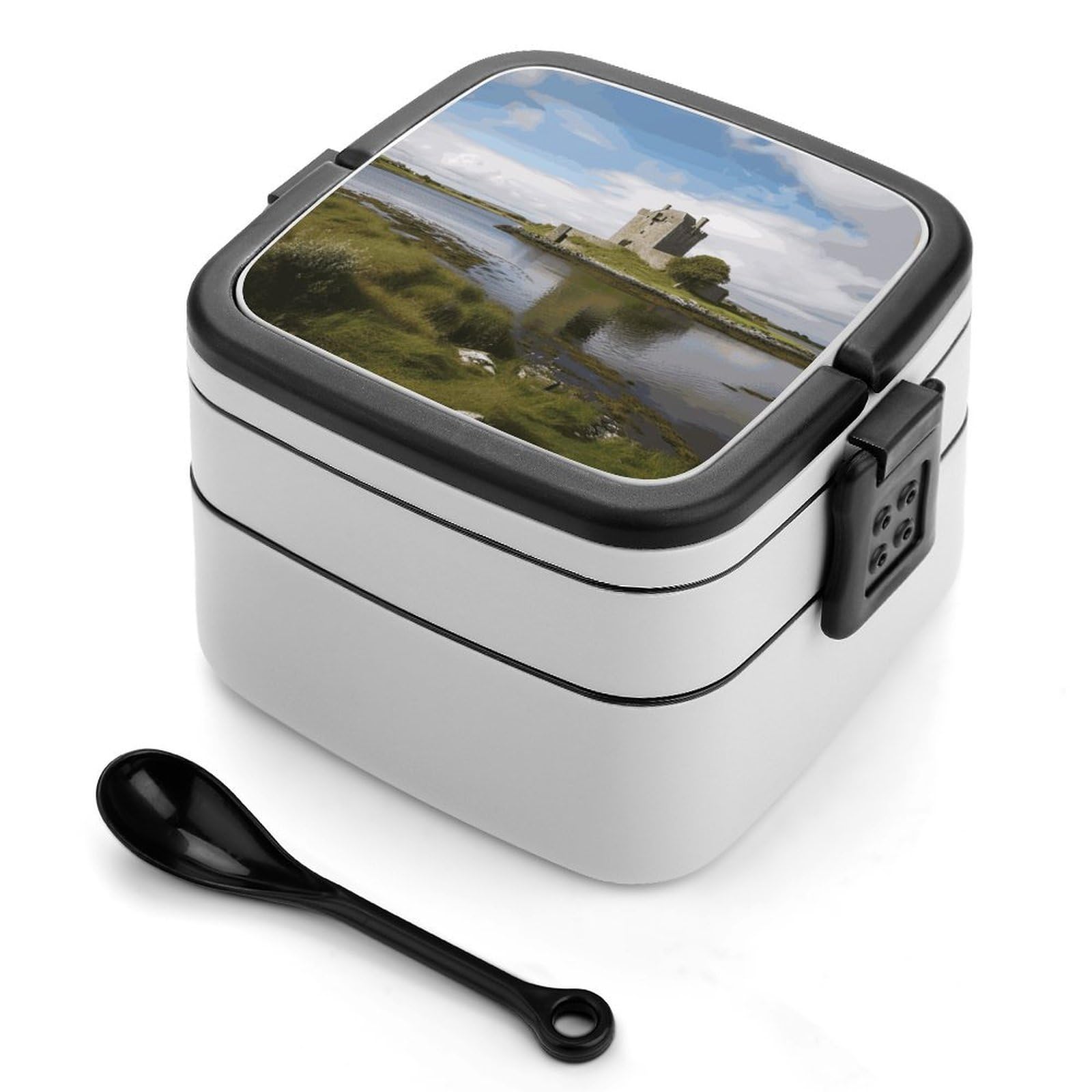 JTREHY View of The Dunguaire Castle Lunch Box Double-Layer Portable Lunch Container Stackable Large Capacity Leakproof Bento Box for Dining Out Work Picnics Travel