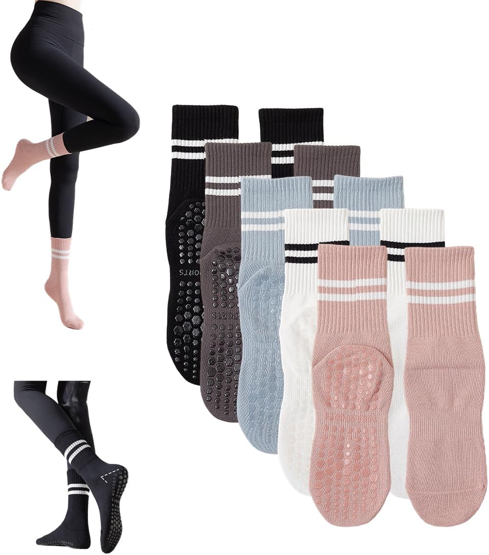 MOKITOPilates Grip Socks,Grip Socks For Women Pilates,Sticky Socks For Pilates,Grip Yoga Barre Socks With Grips For Women
