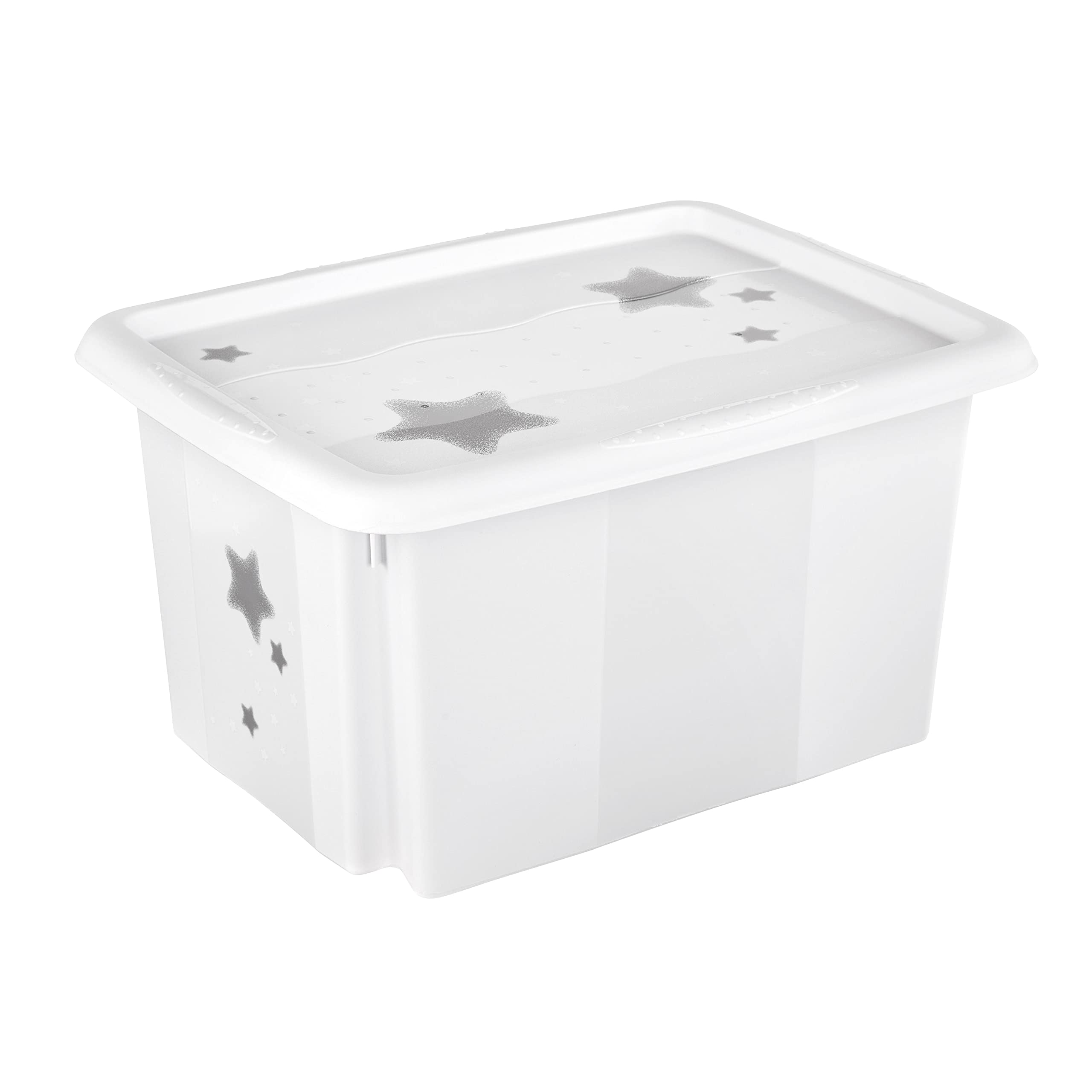 Keeeper Nordic White Stars Storage Box With Lid, Stackable And Rotatable, For Children, 15 L, Karolina,