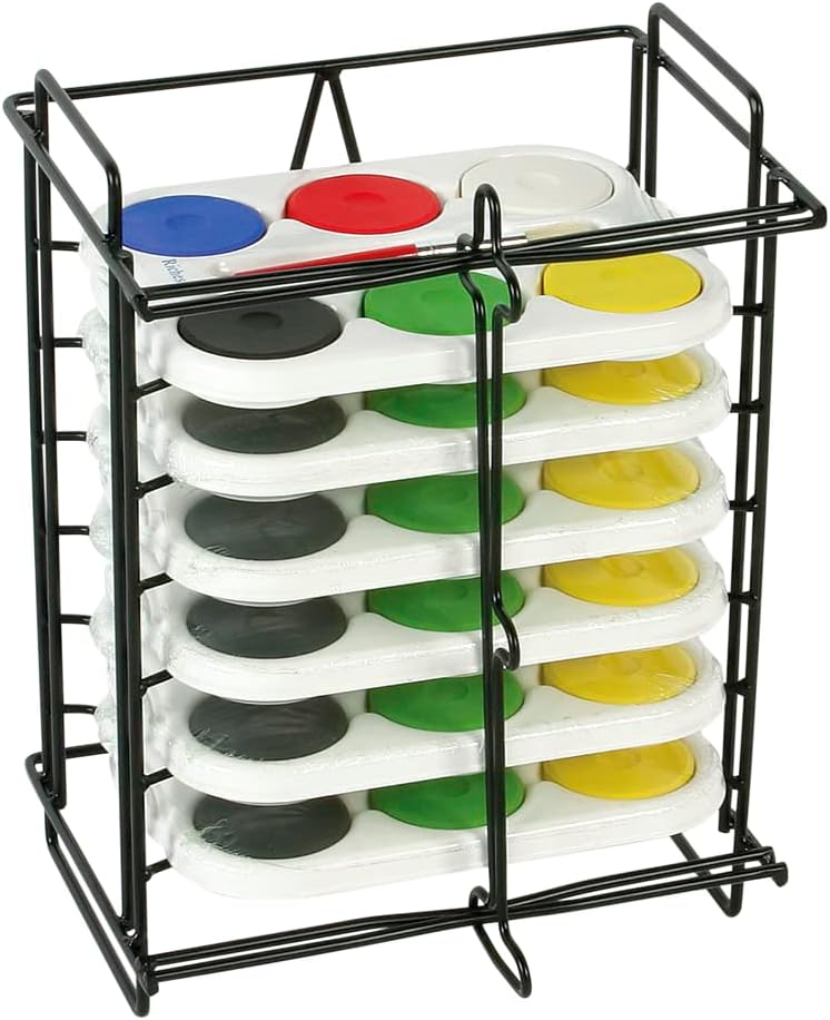 Jack Richeson 6 Tempera Sets in 6 Hole Trays with Rack