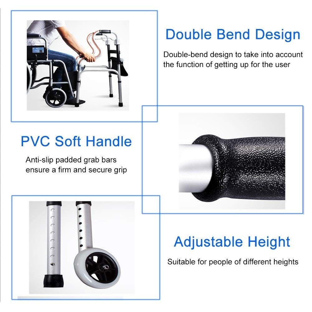 Andador Con Ruedas Plegable Andador Ligero Con Ruedas, Con Asiento Y Ruedas, Altura Ajustable Y Plegable, Andador Vertical Para Personas Mayores, Para Exteriores, Interiores Y Todo Terreno (A Sin Rue