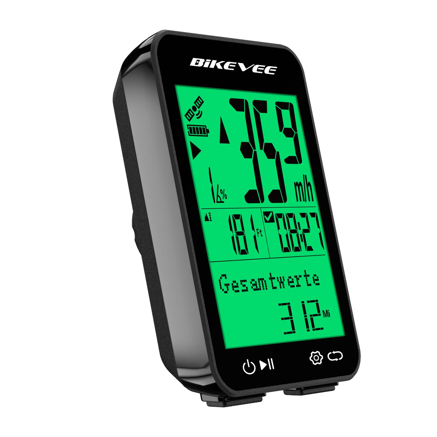 Fahrradcomputer GPS Kabellos Tacho Fahrrad IPX7 Wasserdicht 2,4 Zoll Display mit Temperatur Steigung Höhe Auto Start Stopp KMH MPH 9 Sprachen