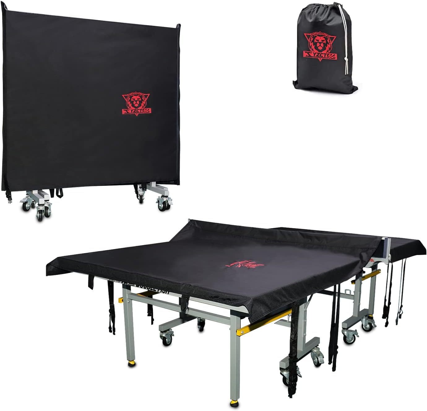 XYZCTEM Table Tennis Cover, Ping Pong Table Cover Fits Both Folding Tables & Flat Tables, 420D Oxford All Weather Protection Outdoor & Indoor Heavy Duty Waterproof Fits 9x5 Tables