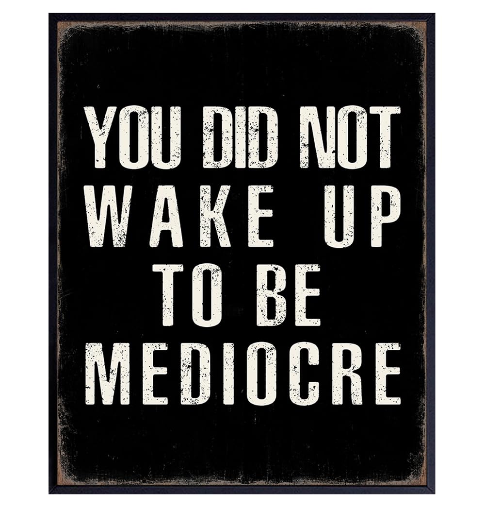 Motivational poster 8×10 – Black Rustic Motivation Inspirational Quotes Wall Art – Inspiration Positive Quotes Wall Decor – Office Artwork for Men Entrepreneur – Yellowbird Art & Design Gym Decor