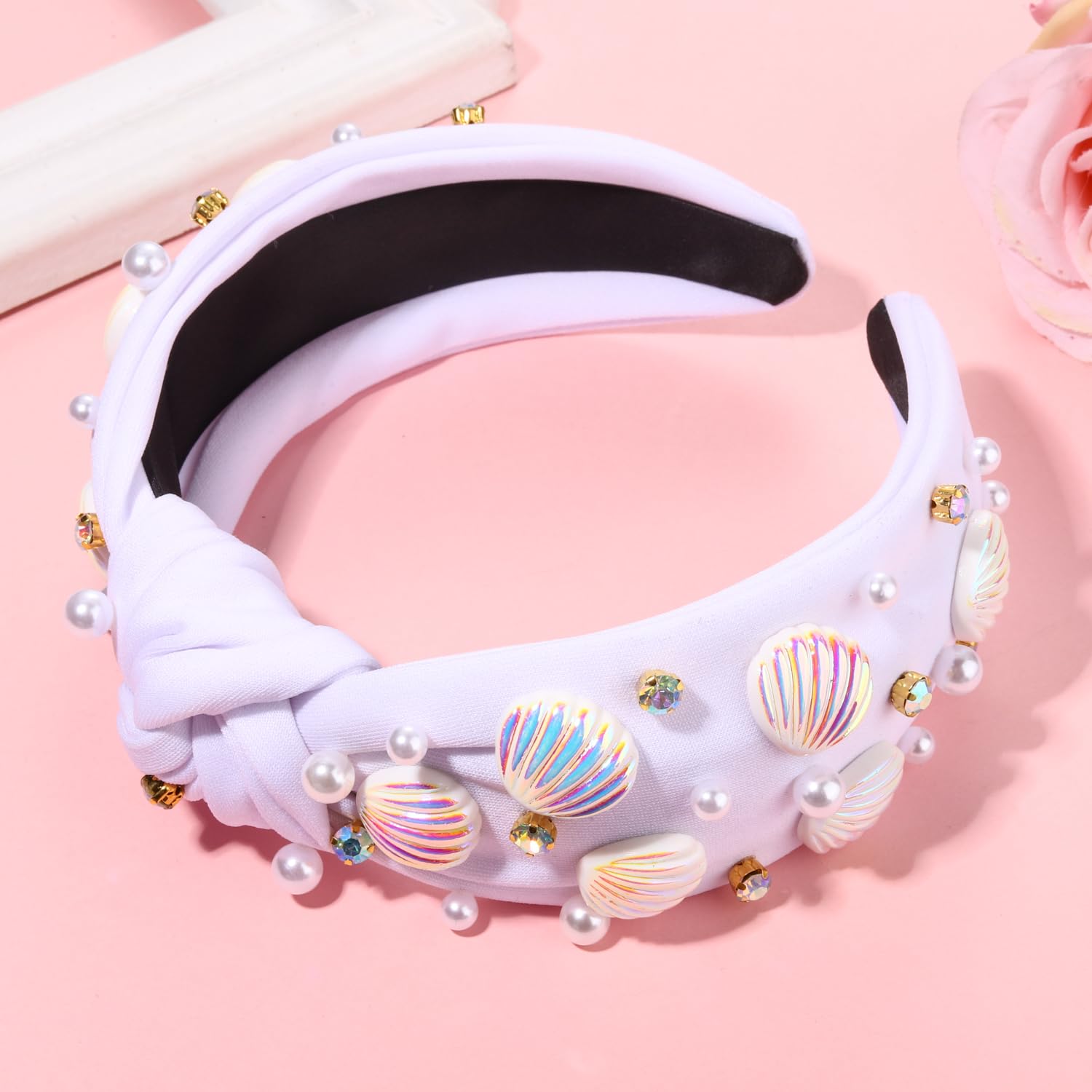 Amazon.com : GLBCC Shell Knotted Headband Pearl Rhinestone 