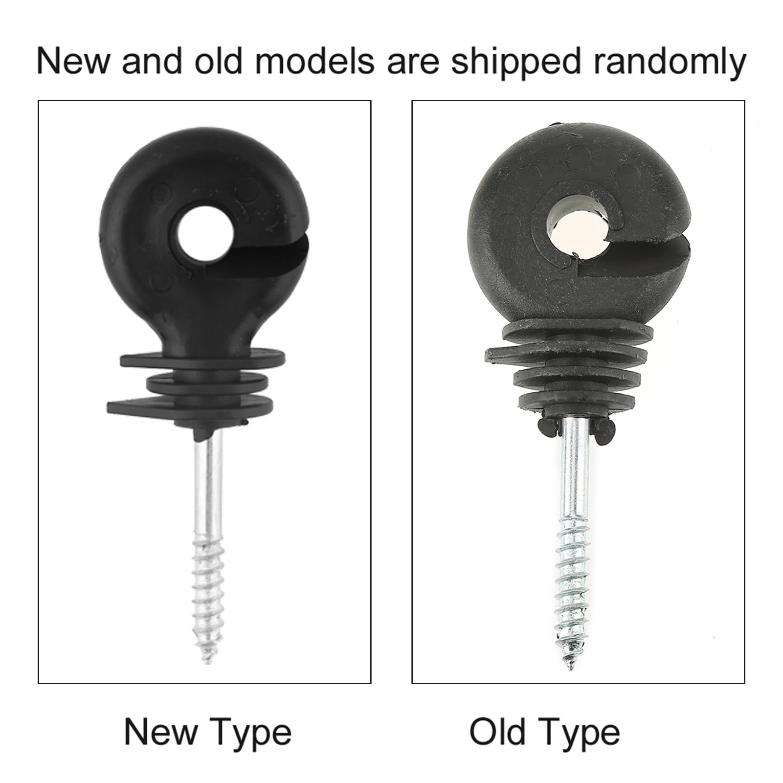 Anillo Aislador Aisladores Aisladores de anillo con tornillo negro, accesorios cerca eléctrica for poste madera, 50 Uds