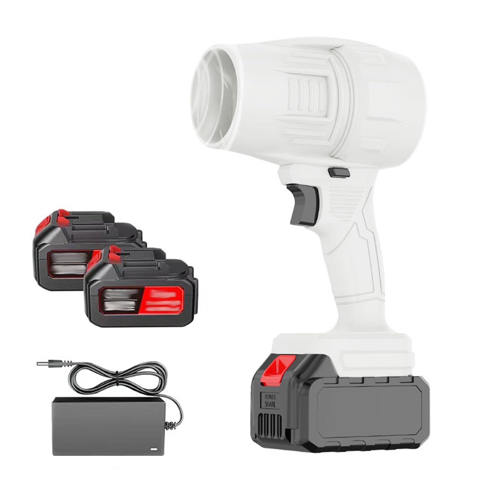 Soffiatore a Batteria con 2 Batterie da 21 V e Caricabatterie Inclusi, Soffiatore Foglie 130.000 Giri/min, Velocità Regolabile, per la Pulizia del Patio