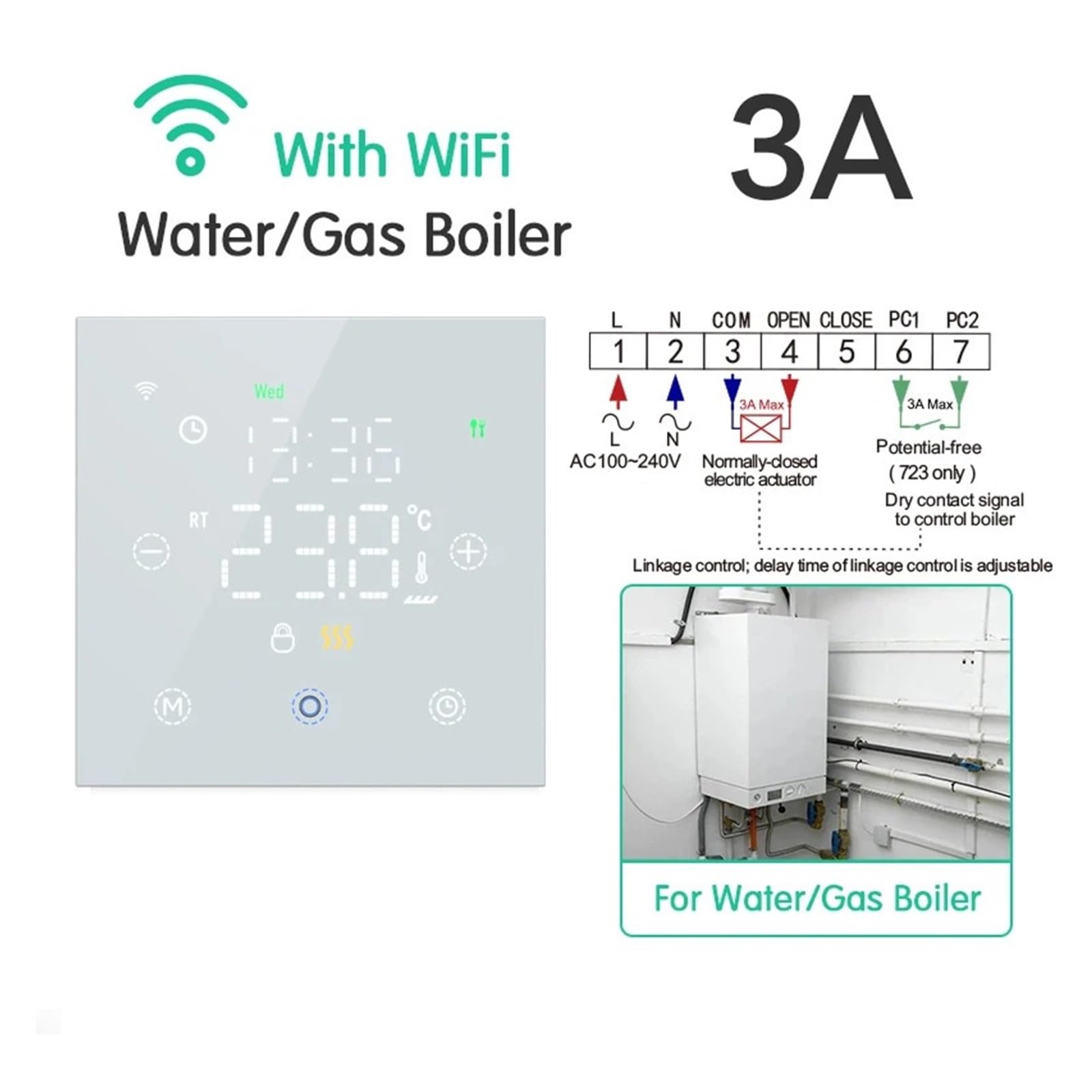 Termostato Inteligente WiFi for Agua/calefacción eléctrica por Suelo Radiante, Controlador de Temperatura Remoto for Caldera de Gas