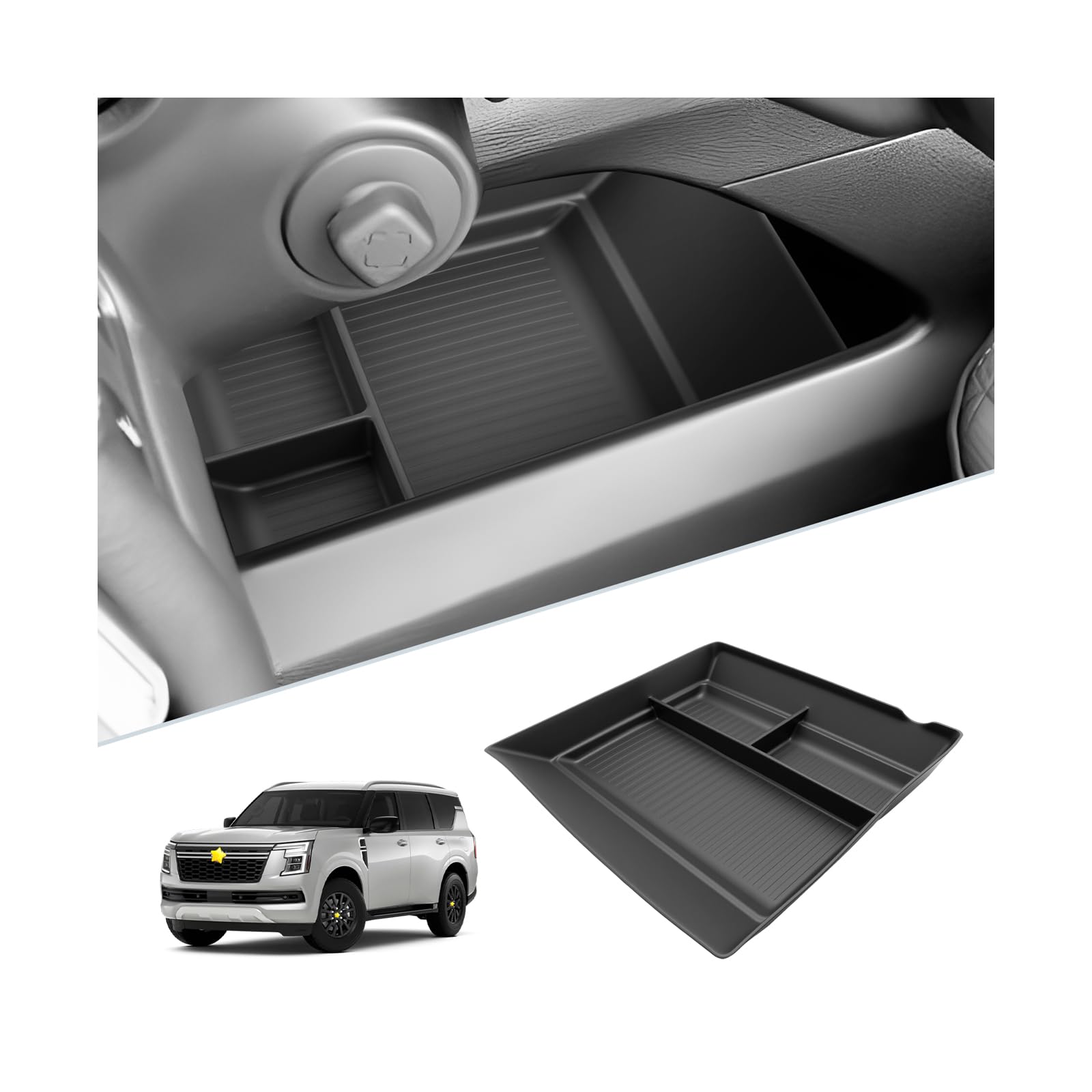 SKTU Upgrade for 2025 2026 Nissan Armada Accessories Center Console Organizer for 2025 2026 Nissan Armada Under Console Tray 2025 2026 Armada Lower Console Tray ABS Durable