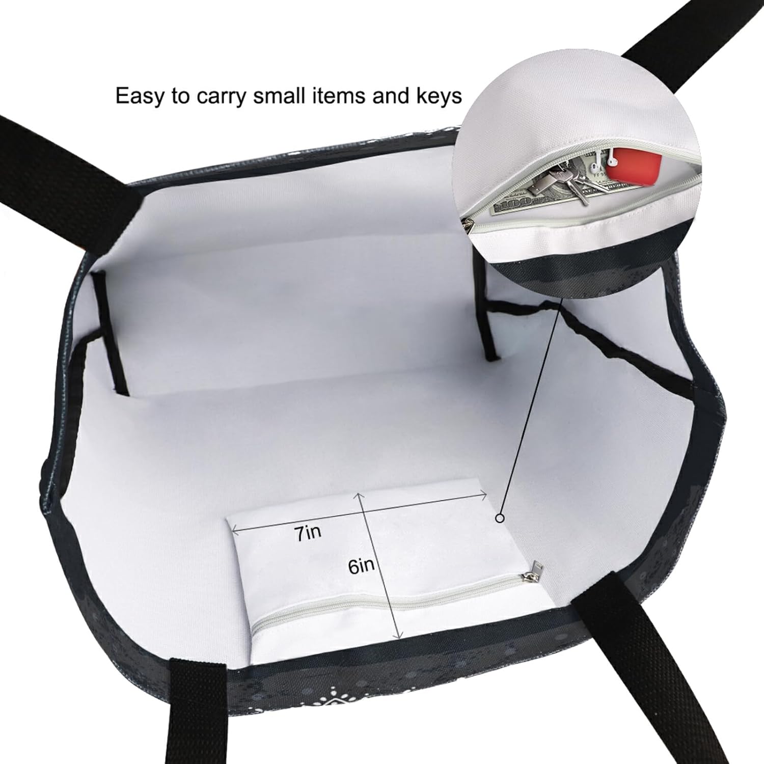 Naanle Animal Elephant Canvas Tote Bag Large Women Casual Shoulder Bag Handbag, Floral Elephant Reusable Multipurpose Heavy Duty Shopping Grocery Cotton Bag for Outdoors. - Image 5