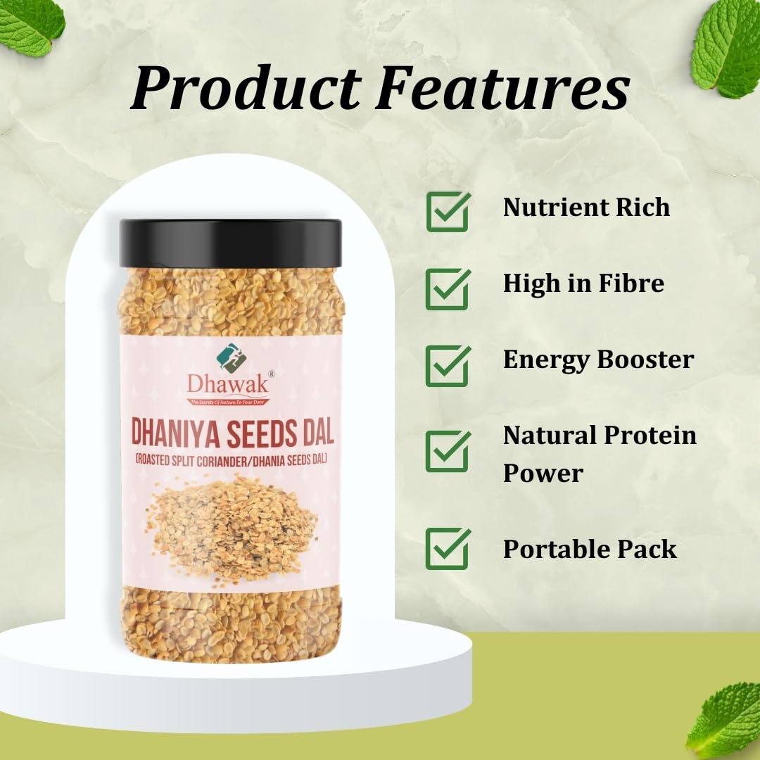 Dhawak Dhaniya Dal Roasted 500 Gms | Roasted Split Coriander Seeds [Jar Pack] - Image 5 thumbnail