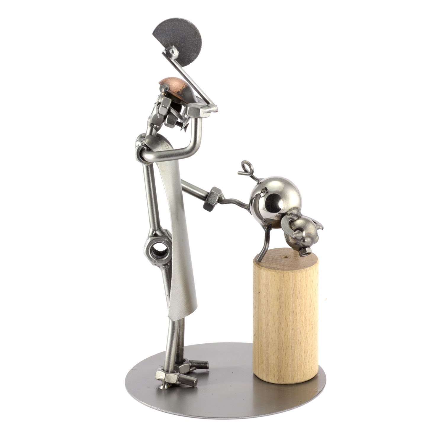 Omino Viti Macellaio Con Mannaia - Soprammobile Metallico Portabiglietti, Idea Regalo Originale