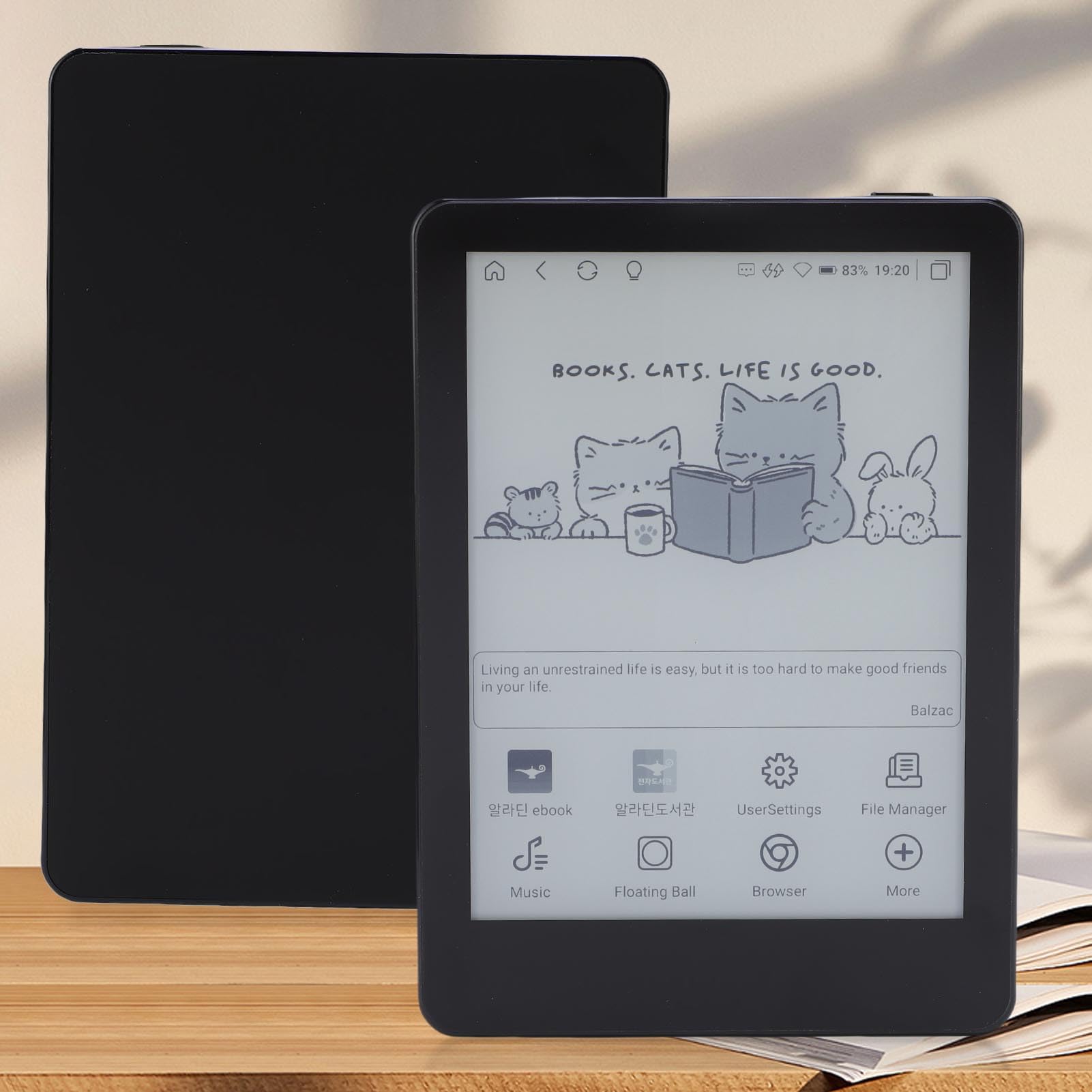 6 -calowy Ekran Dotykowy Czytnik Książek Elektronicznych, 4GB LPDDR3 64 GB EMMC 300PPI WiFi E Reader z światłem Odczytu, materiał ABS, 11 System, rozdzielczość 1072x1448, Bez (BLACK)