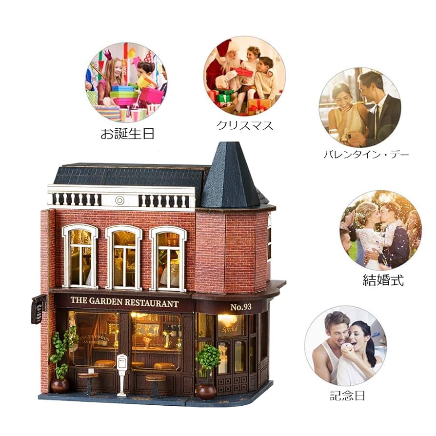 Amazon | ドールハウスDIYミニチュア木製家具キット、LED付き