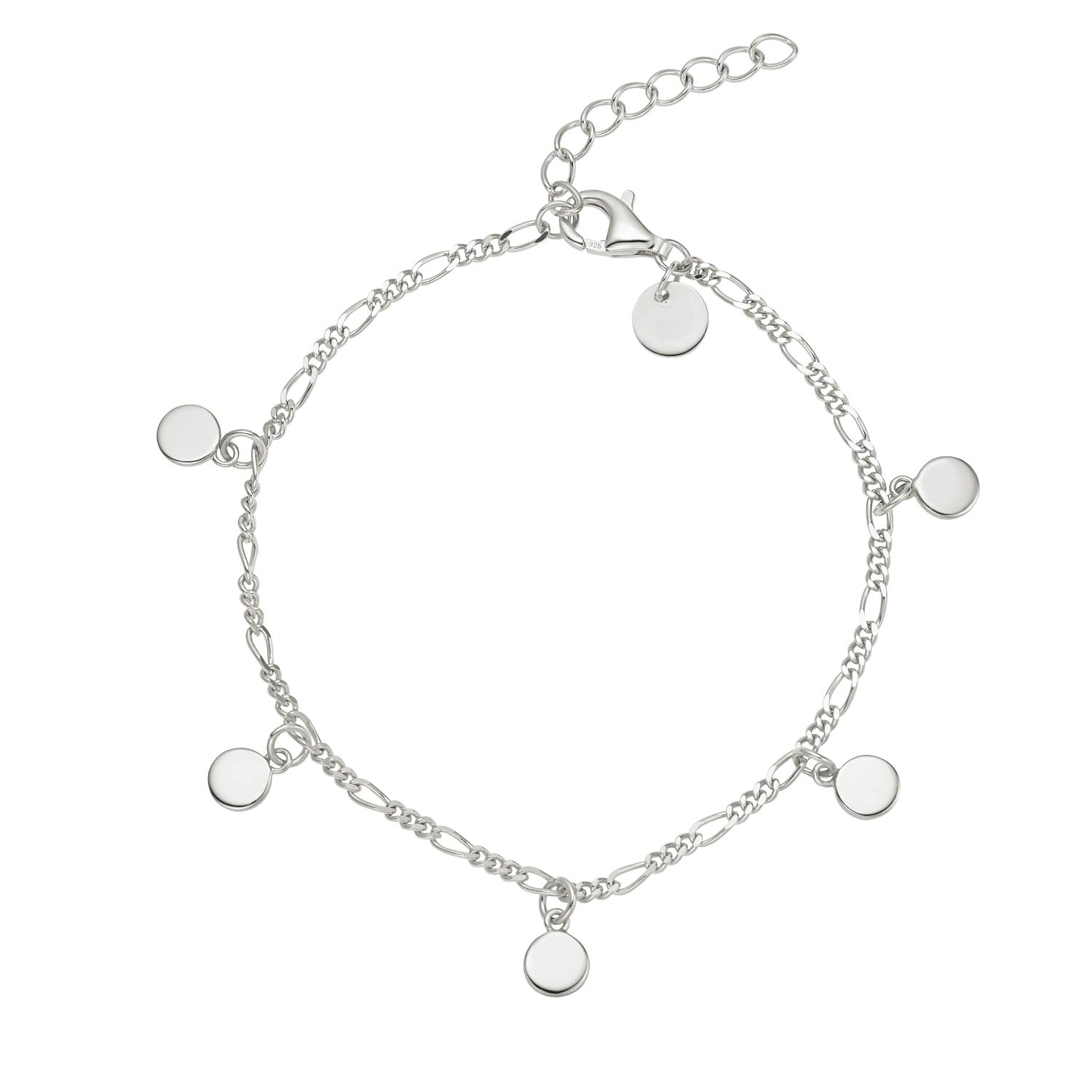 NOELANI bracelet 925 sterling silver woman bracelet, 16+3 cm, silver, coin, comes in jewelry gift box