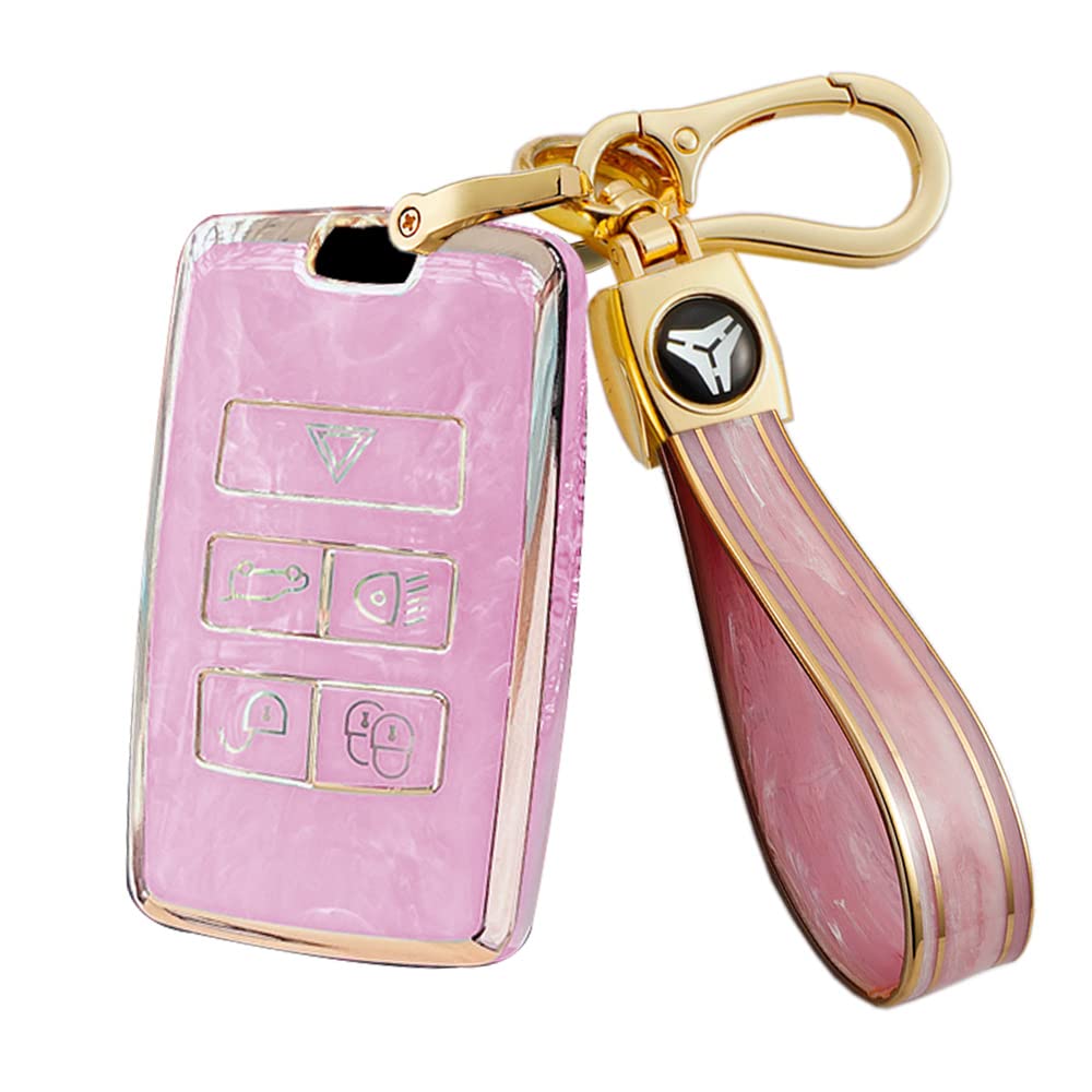 ontto Tie-dye TPU Car Key Fob Cover misura per Land Rover Discovery misura per Range Rover Evoque Sport LR2 LR4 Freelander 2 Portachiavi borsa shell accessori rosa