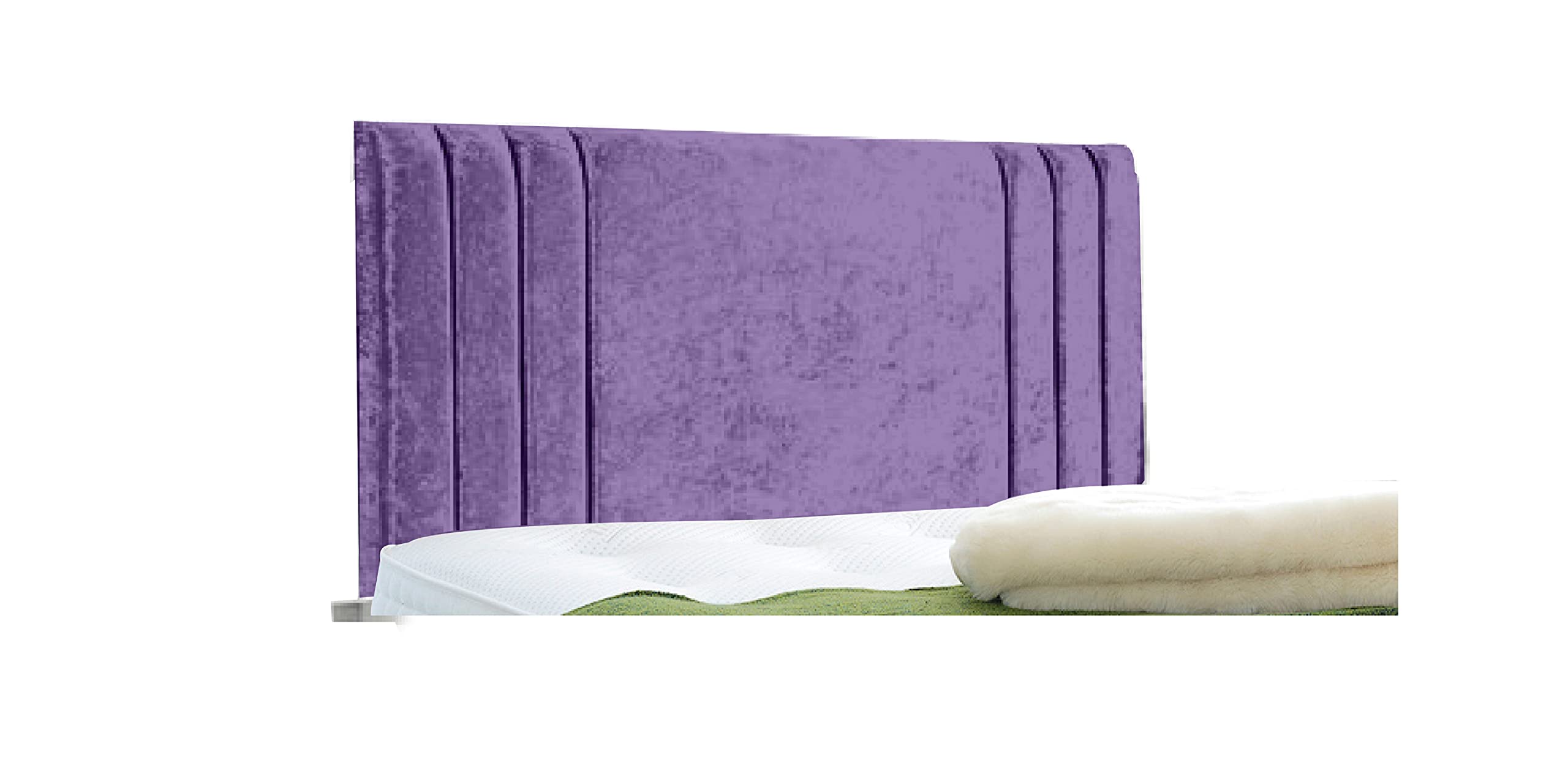 Affordable Contemporary Rio Headboards in Elegant Crushed Velvet (4FT6 Double- Height 24", Purple)