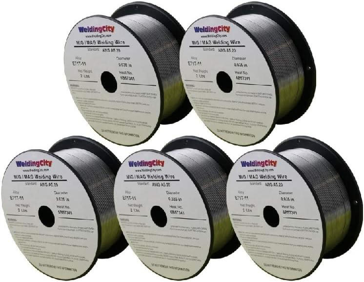 WeldingCity 5 Rolls of E71T11 Flux Core Gasless Mild Steel MIG Welding