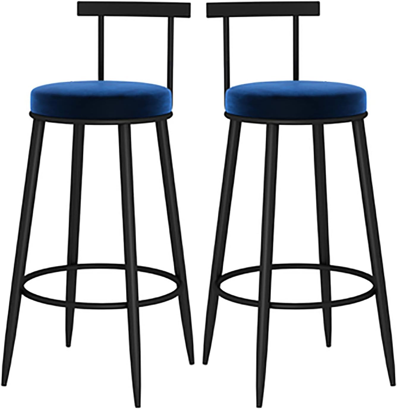 Modern Family Velvet Bar Stools, Set of 2, Padded Counter Height Chairs