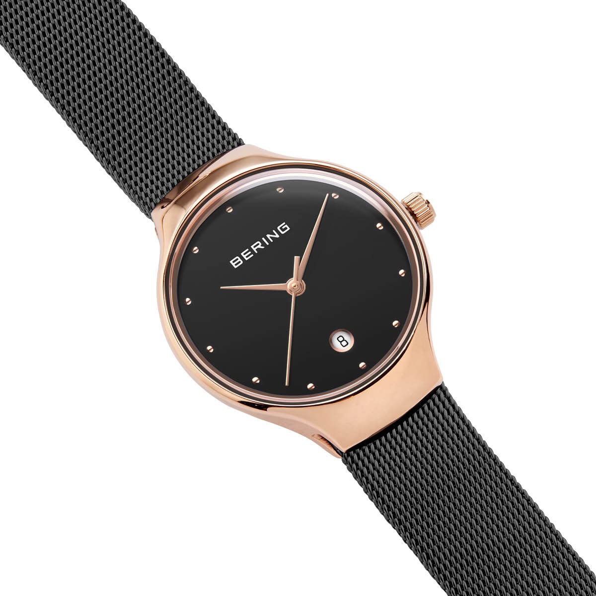 Bering Damen Quarz Uhr | Armbanduhr 26 mm Edelstahlgehäuse und Zifferblatt | Milanaisearmband | Saphierglas | 3 ATM | 13326