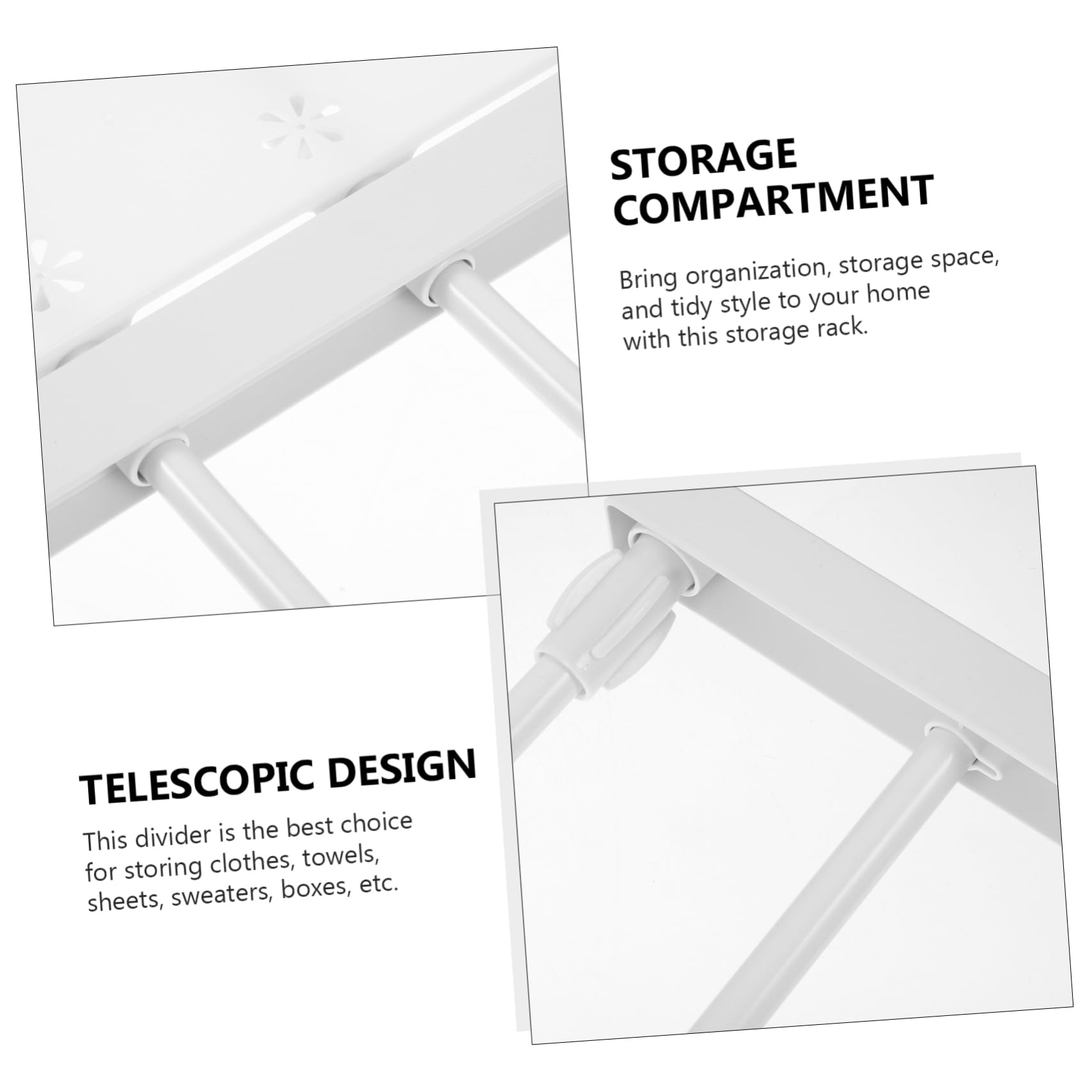 HOOTNEE Adjustable Closet Tension Shelf Expandable Wardrobe Organizer Rack for Bedroom Kitchen Storage